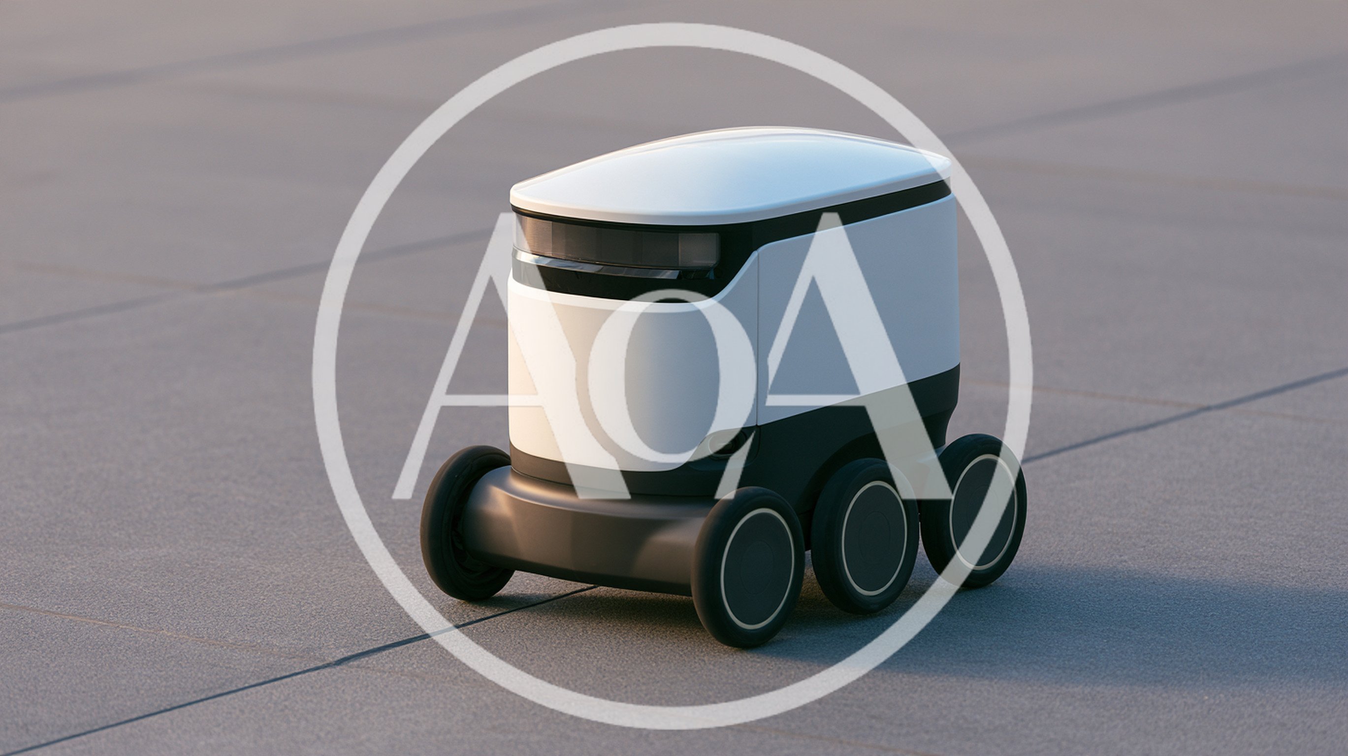 Autonomous Delivery Robot Moving On Concrete Surface