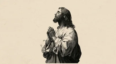 Engraving Style Illustration Of Jesus Christ Praying