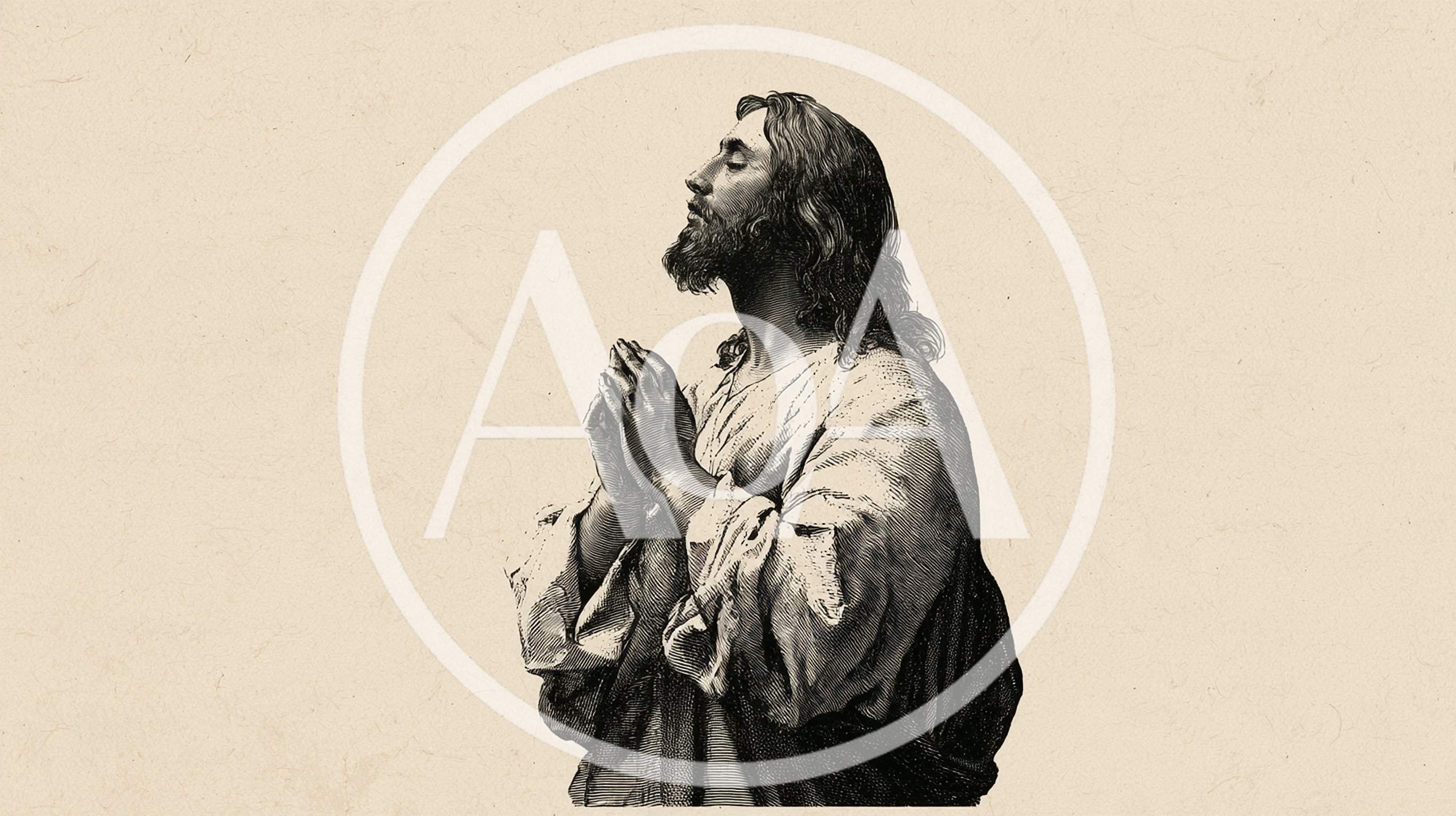 Engraving Style Illustration Of Jesus Christ Praying