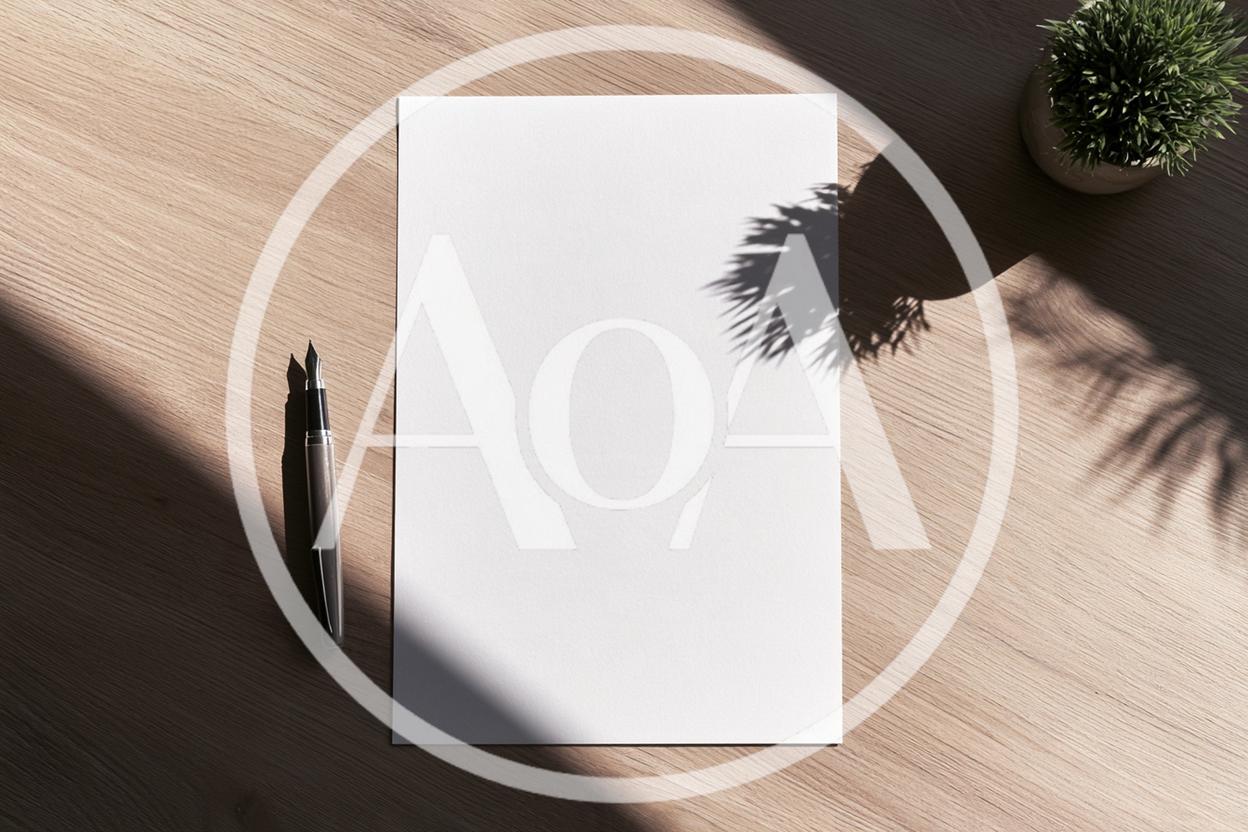 Blank Paper Sheet With Fountain Pen On Wooden Desk