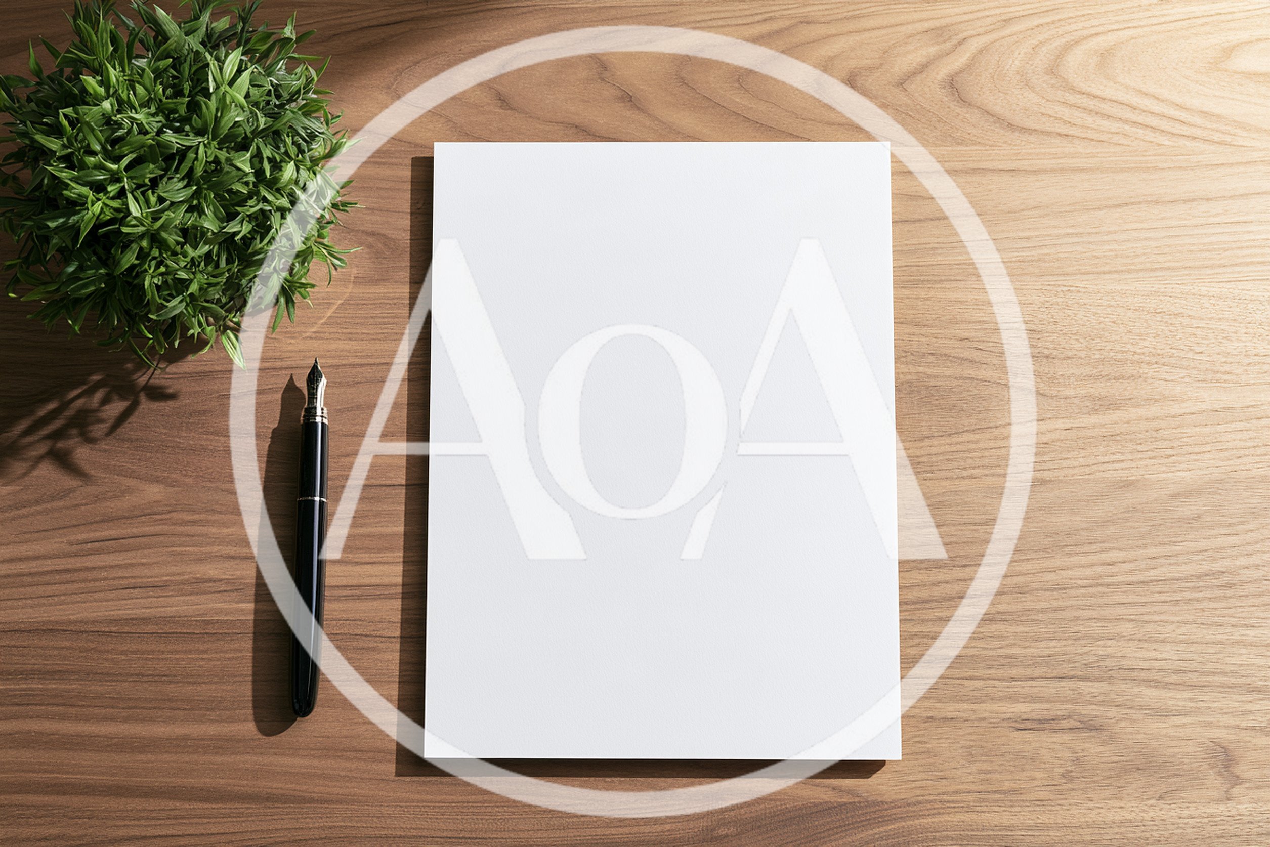 Blank White Paper Sheet With Fountain Pen On Desk