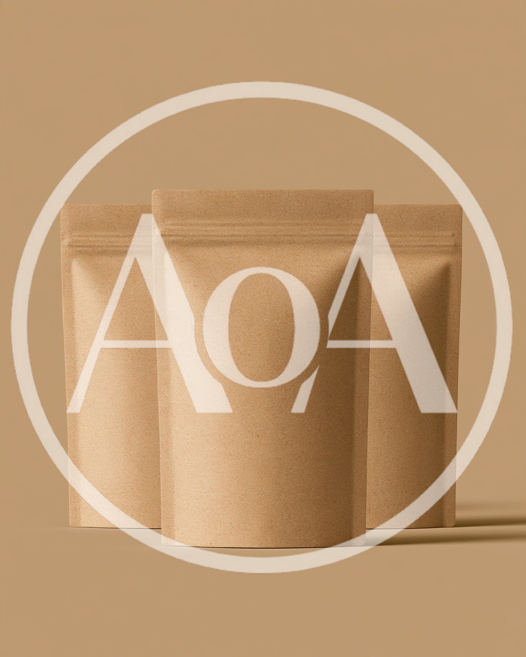 Three Blank Kraft Paper Stand Up Pouches