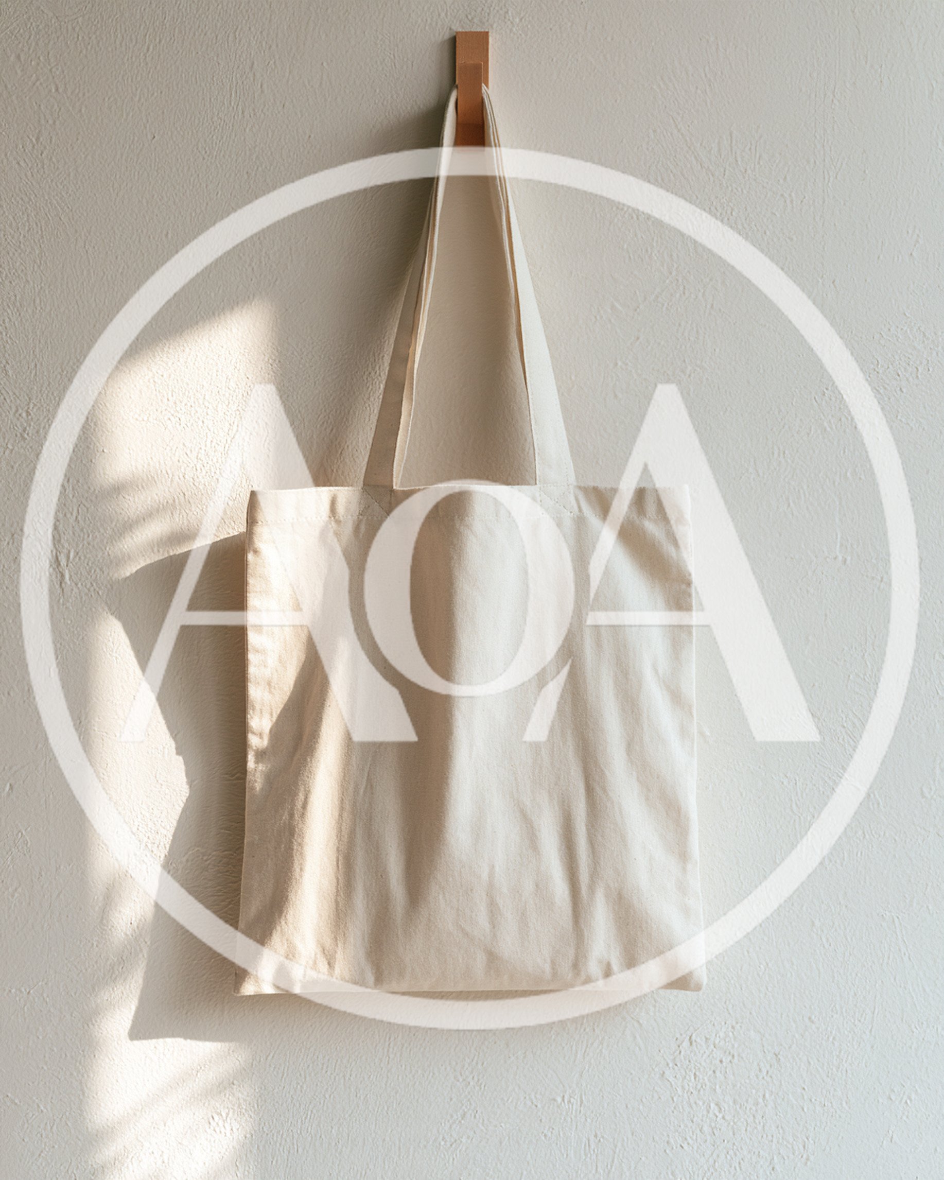 Blank Canvas Tote Bag Hanging On Wall