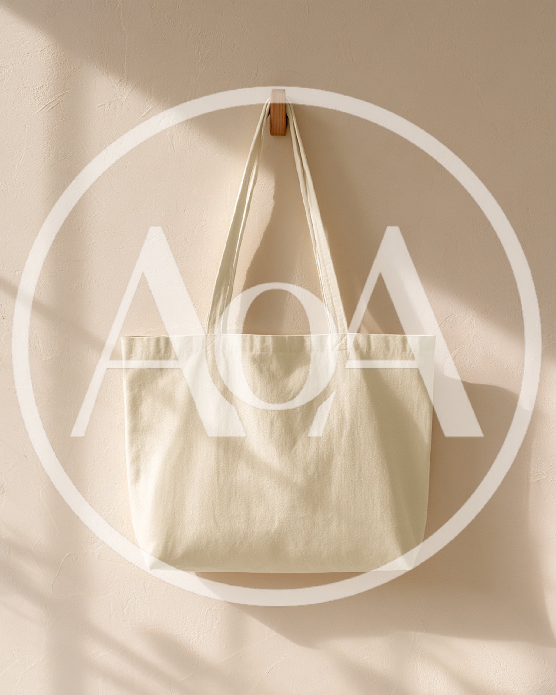 Blank Canvas Tote Bag Hanging On Wall
