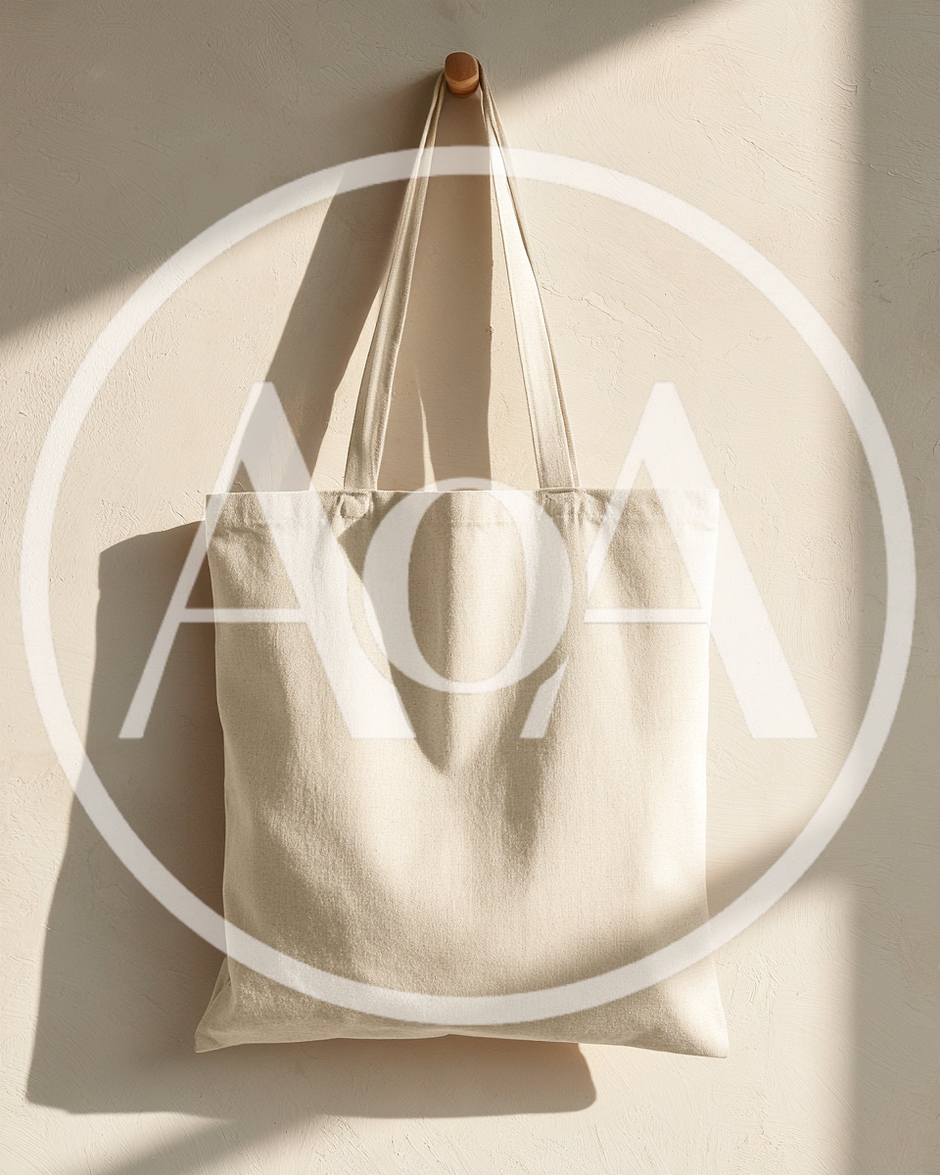 Blank Canvas Tote Bag Hanging On Wall