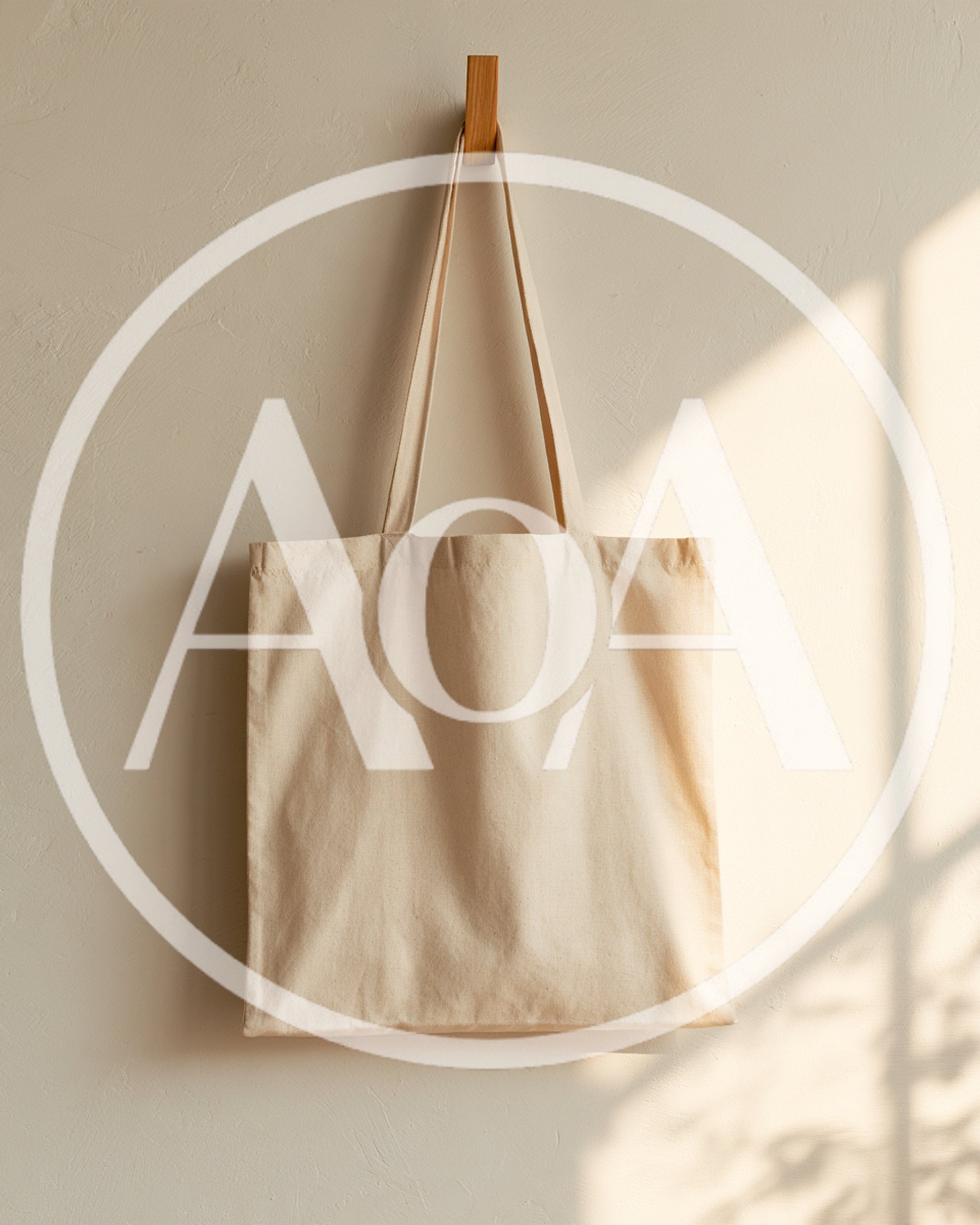 Blank Canvas Tote Bag Hanging On Wall