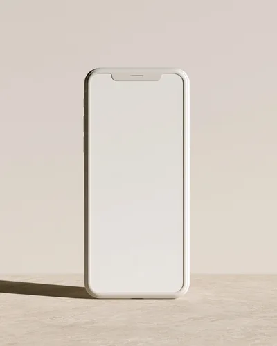 Minimalist White Smartphone Mockup on Textured Surface