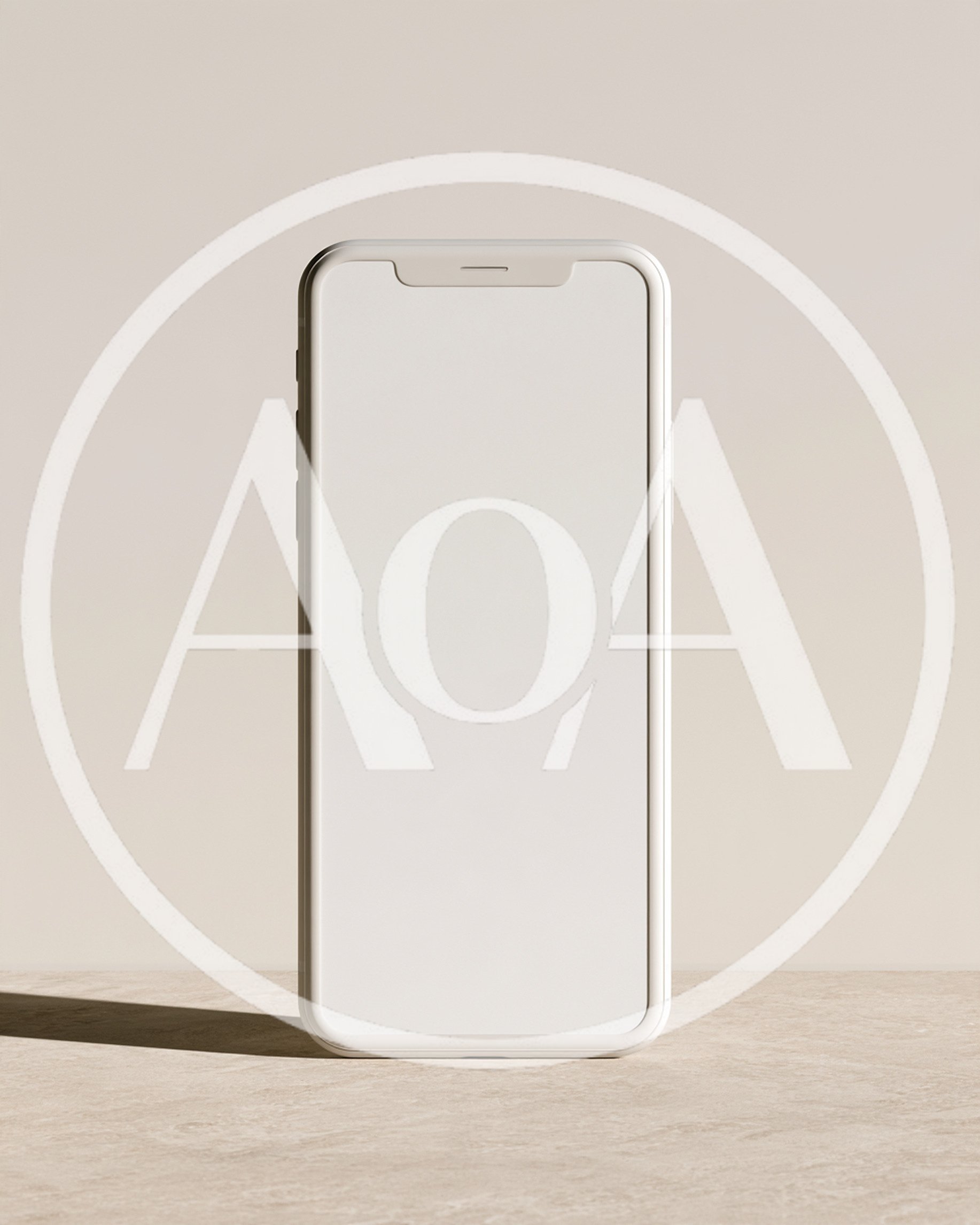 Minimalist White Smartphone Mockup on Textured Surface