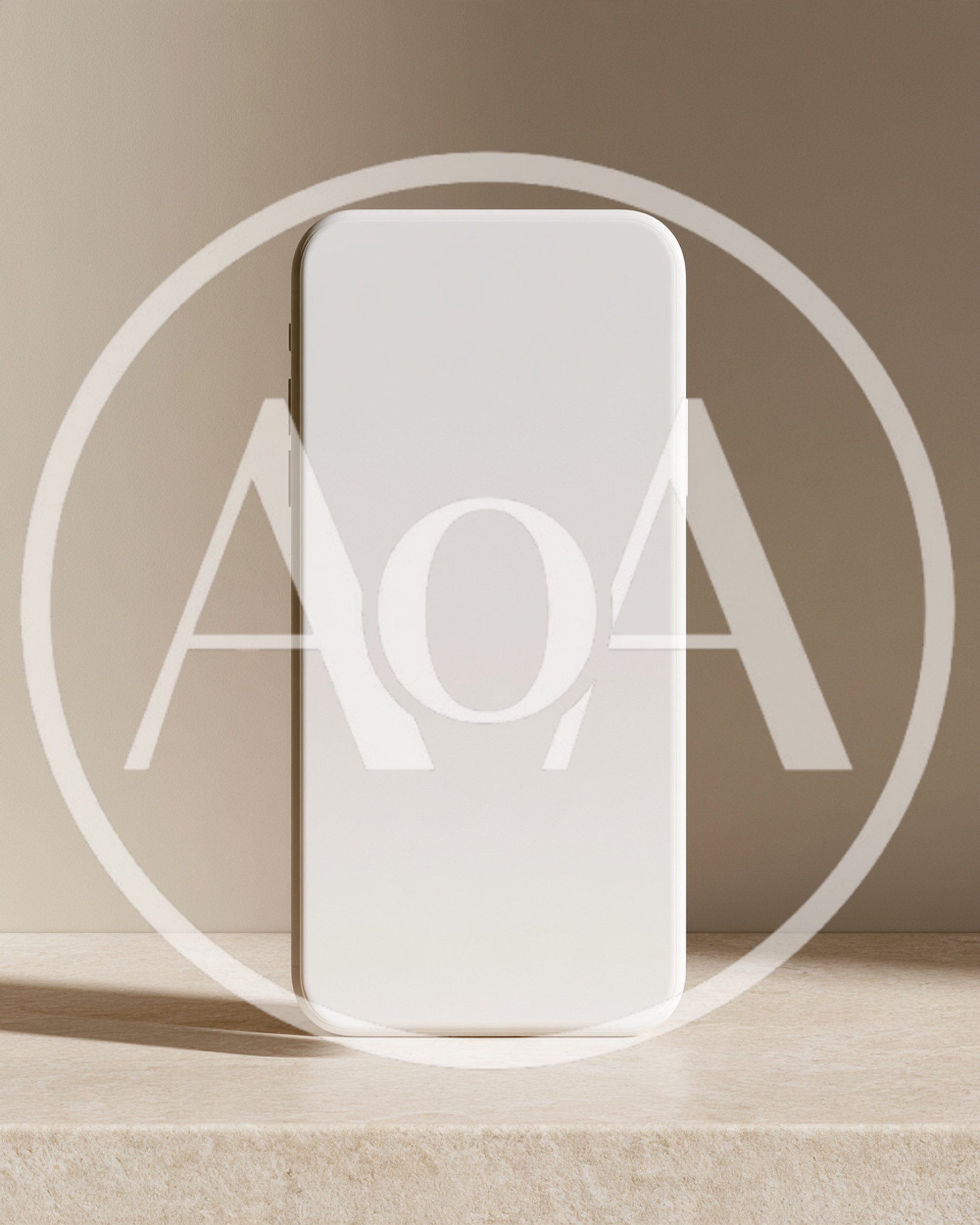 Minimalist Smartphone Mockup on Textured Stone Surface