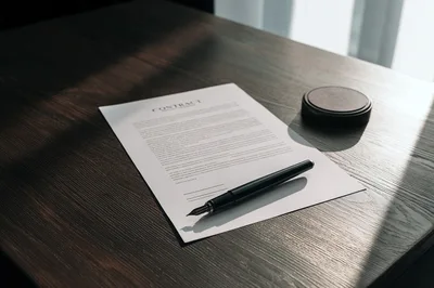 Fountain Pen Resting on a Legal Contract Document