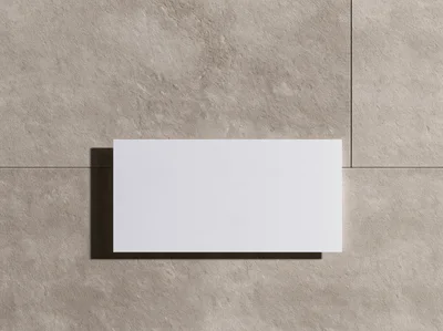 Blank White Business Card Mockup On Stone Surface