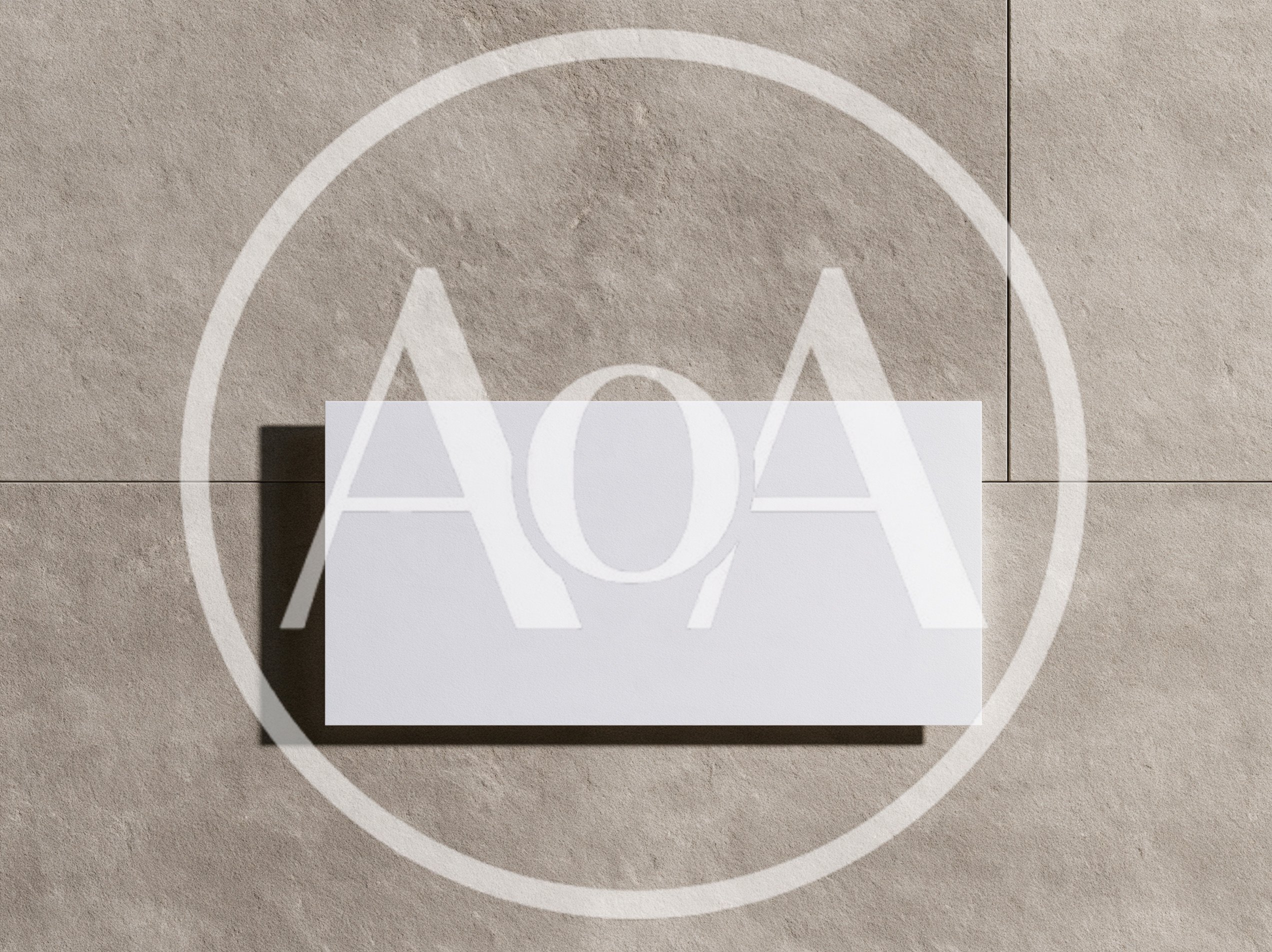 Blank White Business Card Mockup On Stone Surface