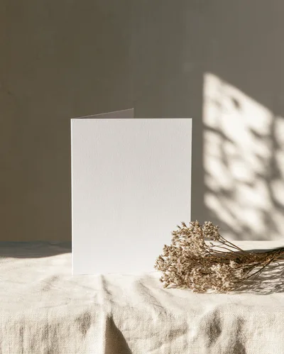 Blank Greeting Card Mockup With Dried Flowers