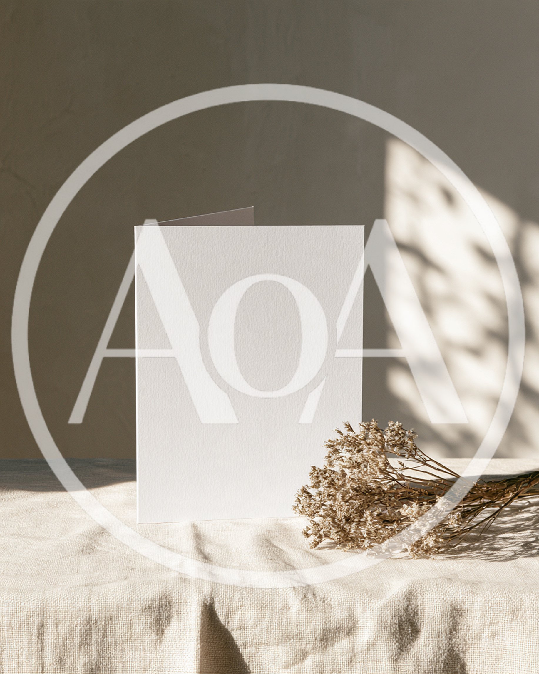 Blank Greeting Card Mockup With Dried Flowers