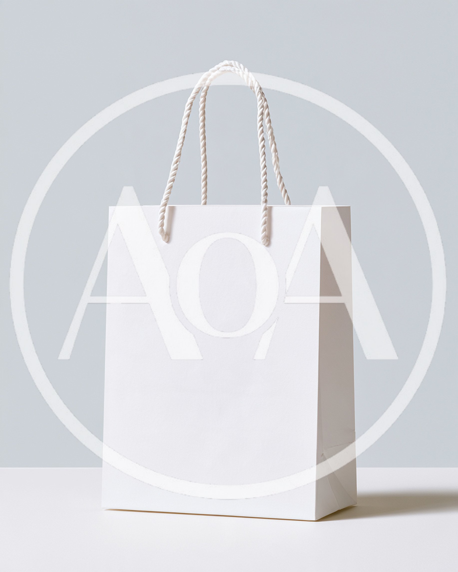 Blank White Paper Shopping Bag On Table