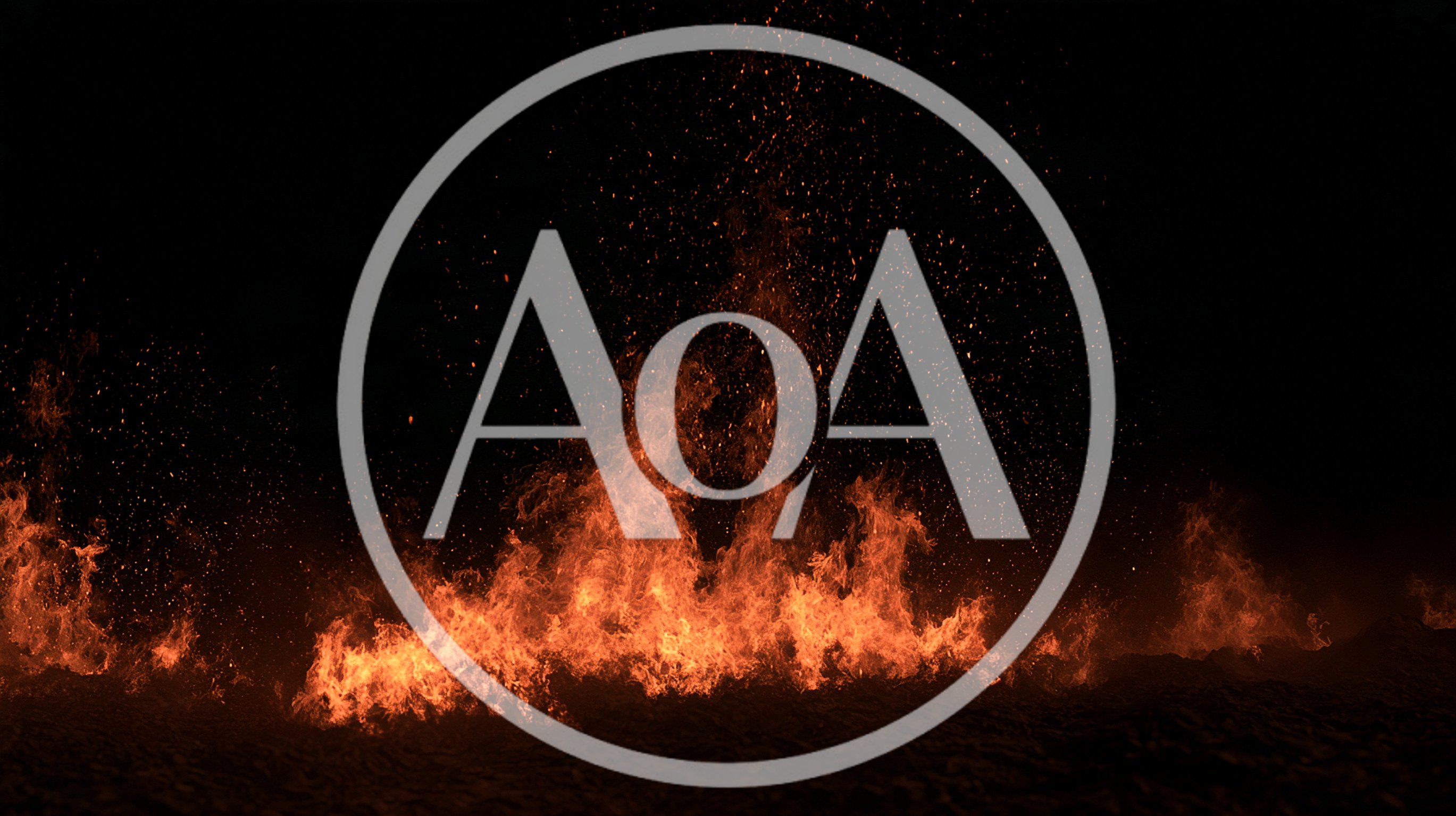 Intense Fire Burning On Dark Ground With Rising Sparks