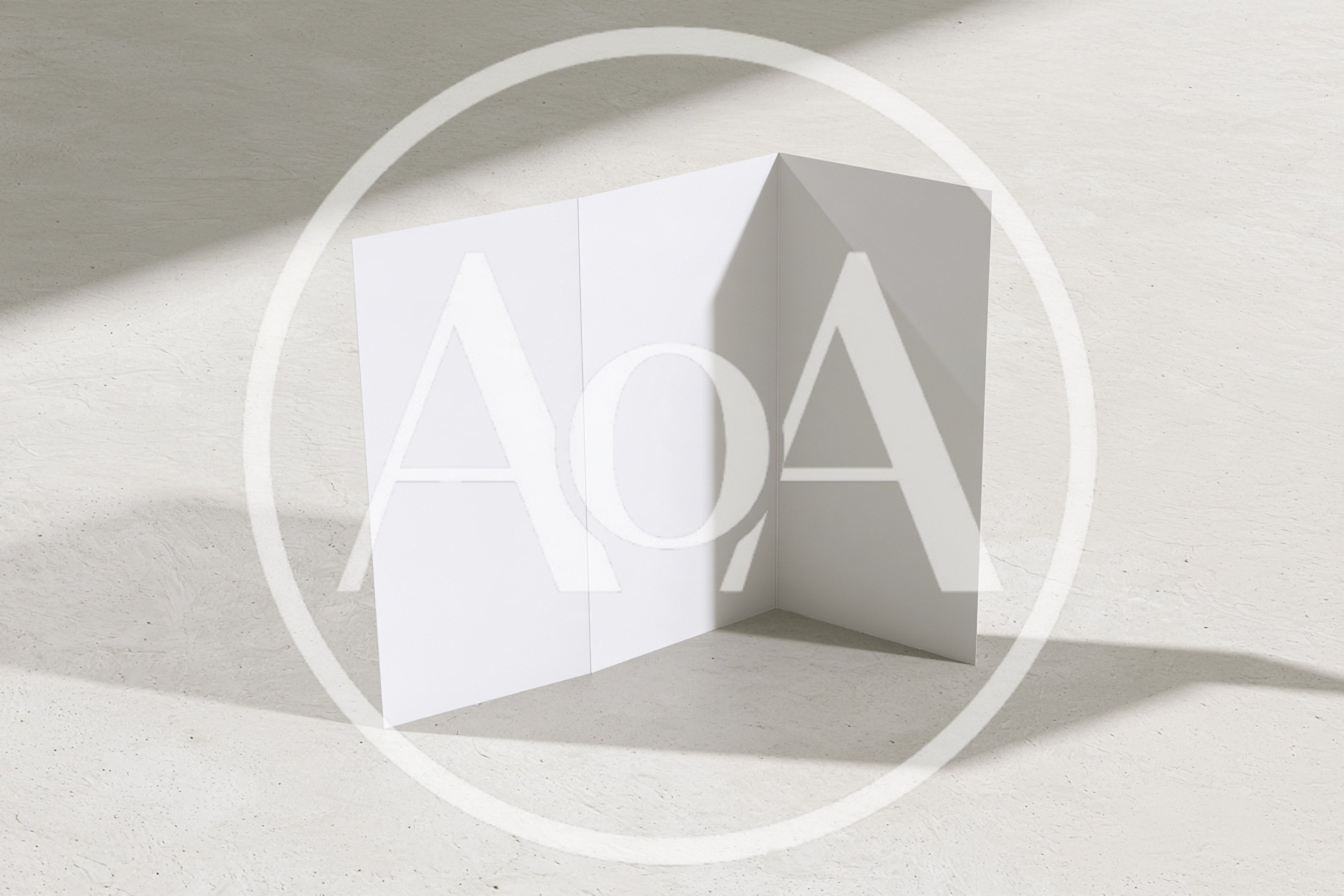 Blank White Tri-Fold Brochure Mockup On Textured Surface
