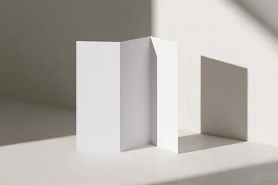 Blank Tri-Fold Brochure Mockup on Minimalist Background