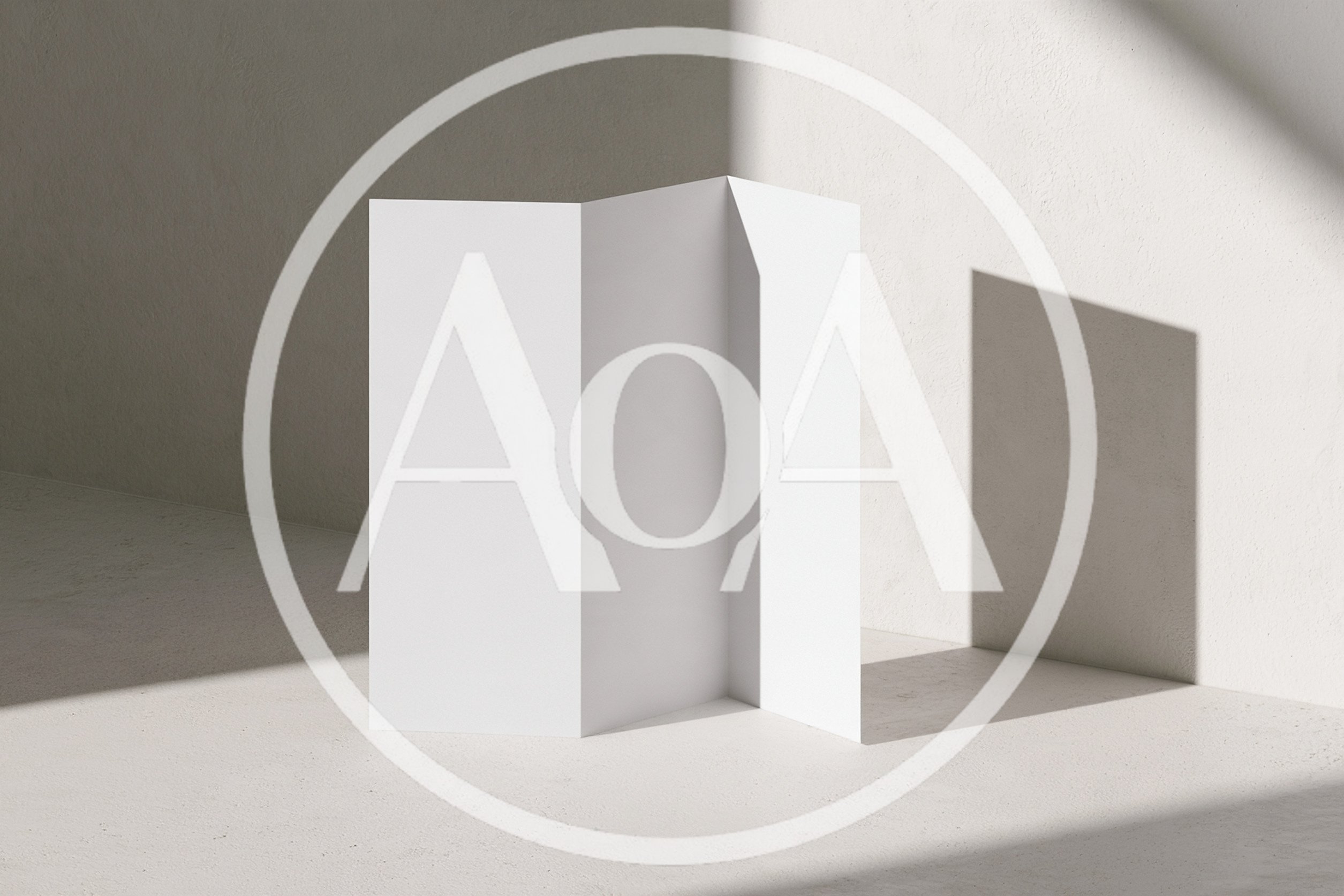 Blank Tri-Fold Brochure Mockup on Minimalist Background