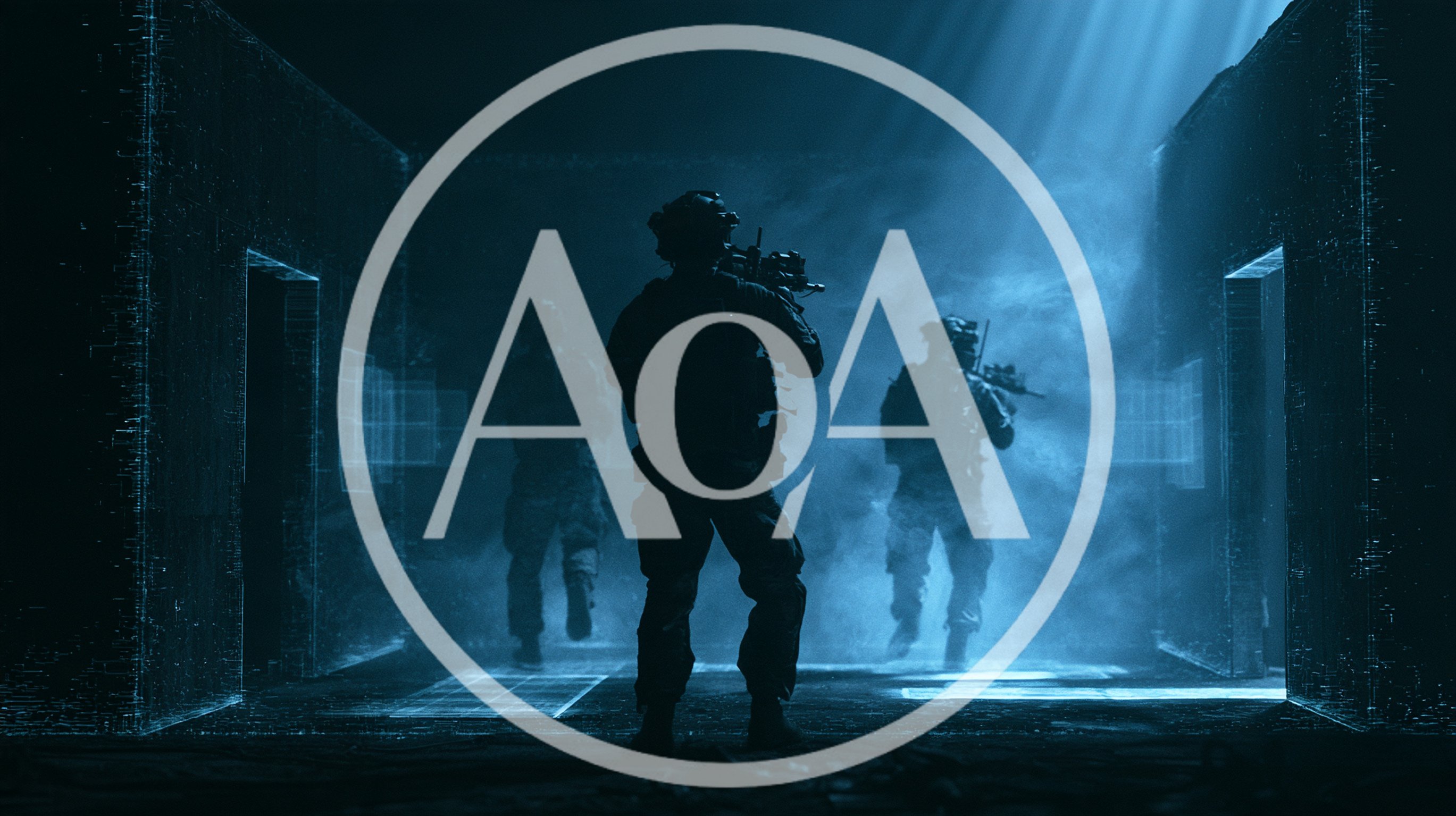 Special Forces Soldiers Advancing Through A Dark Corridor
