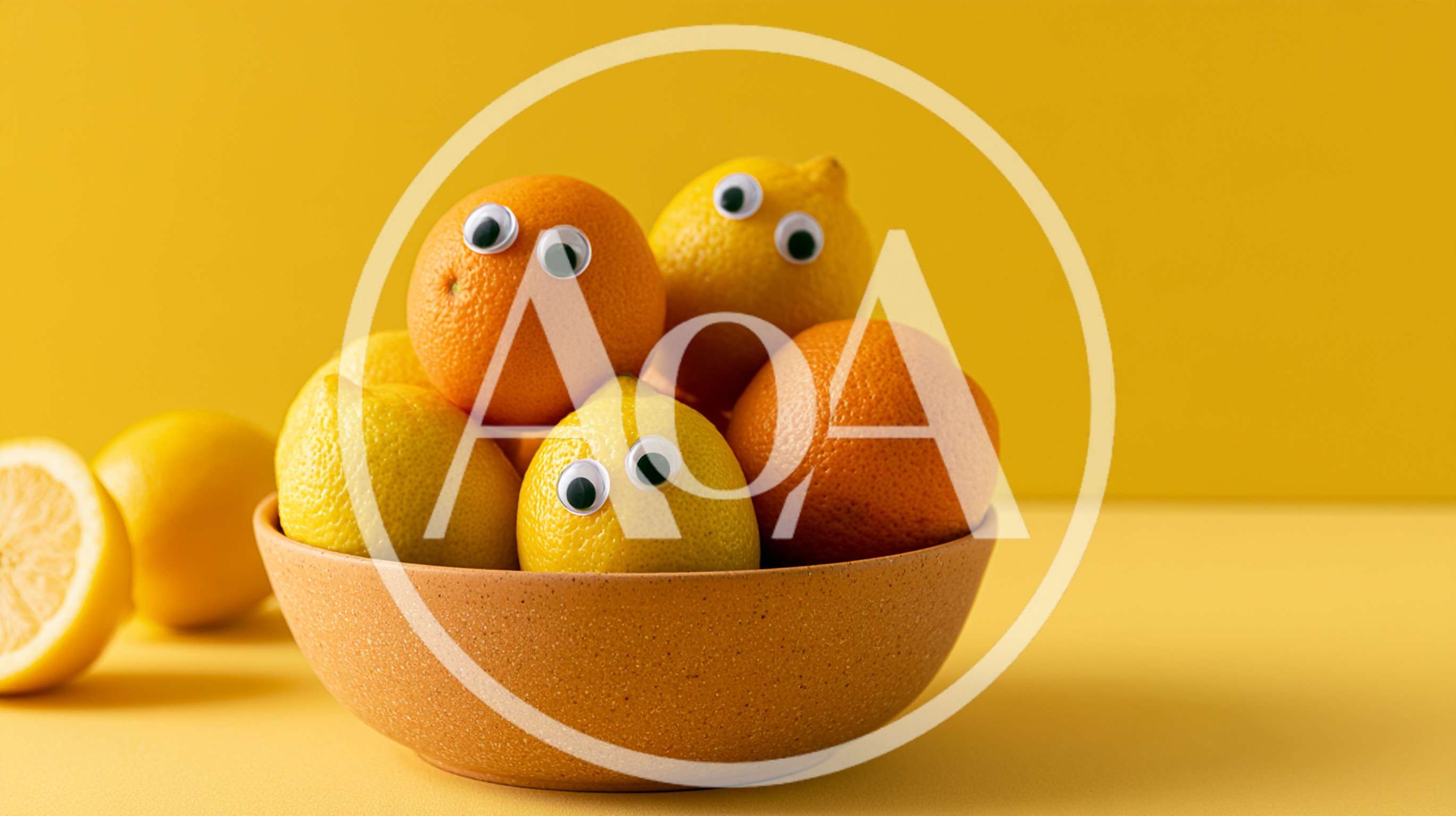 Googly Eyed Citrus Fruits In A Bowl
