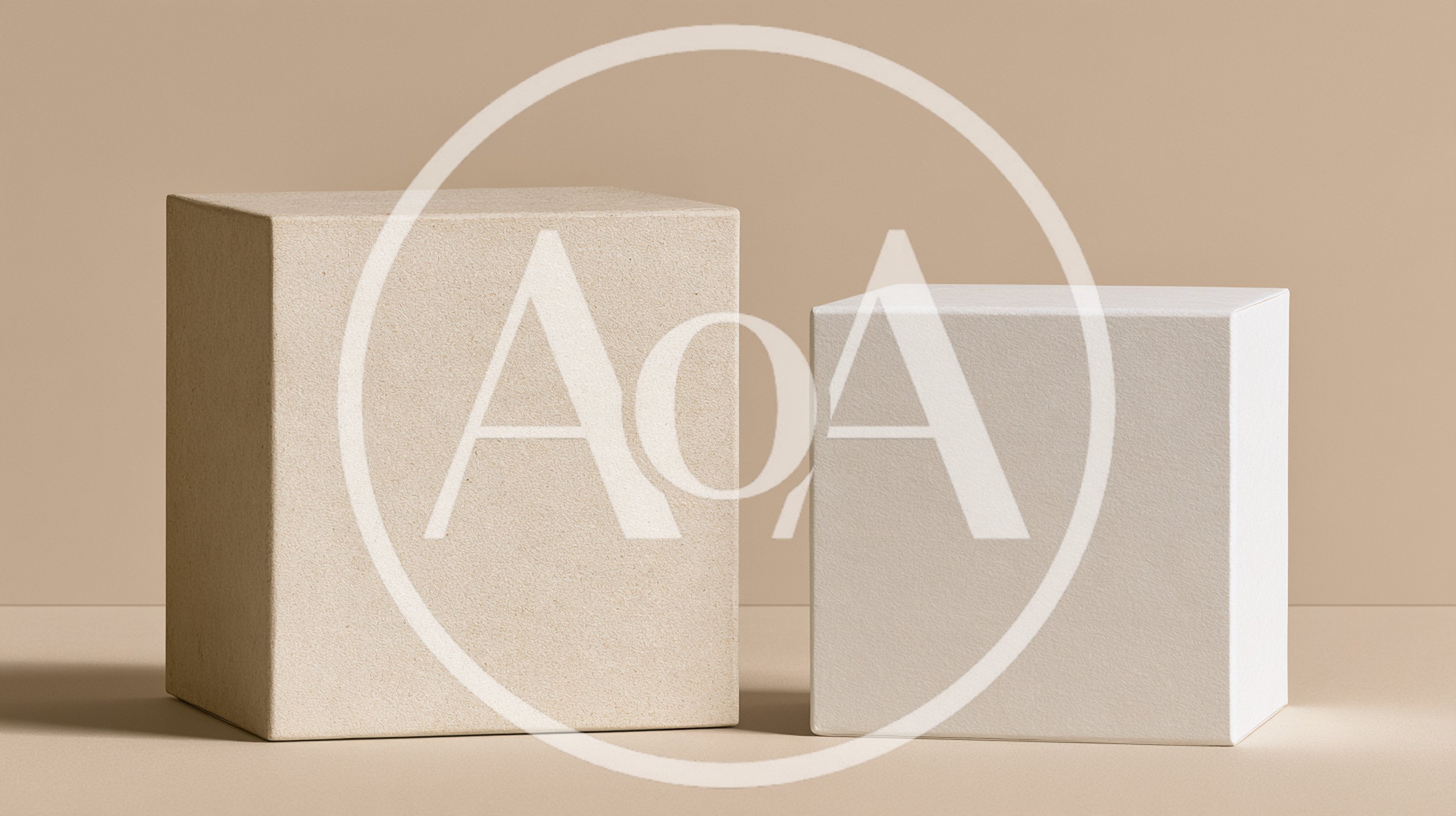 Two Minimalist Geometric Cubes On A Beige Background