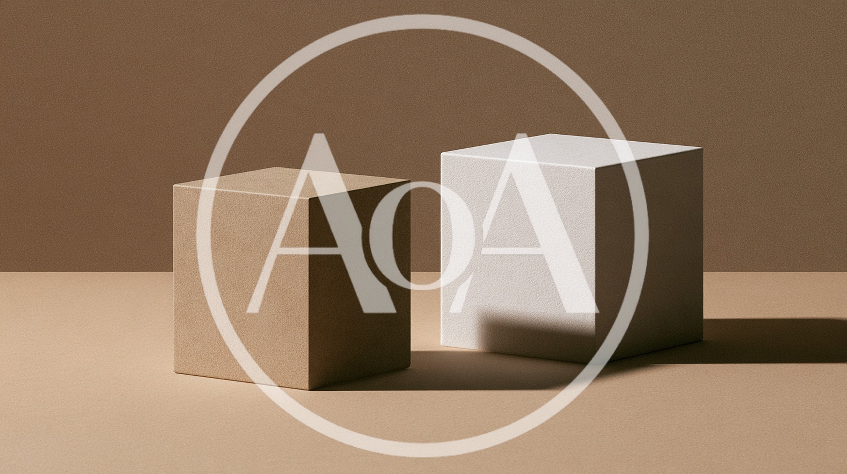 Two Minimalist Cubes On A Textured Brown Surface