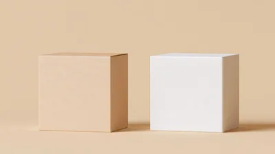 Two Blank Square Boxes on Beige Background