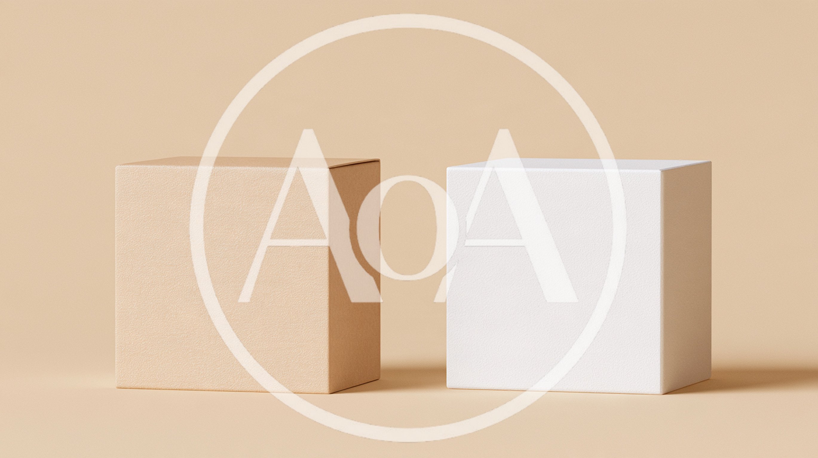 Two Blank Square Boxes on Beige Background