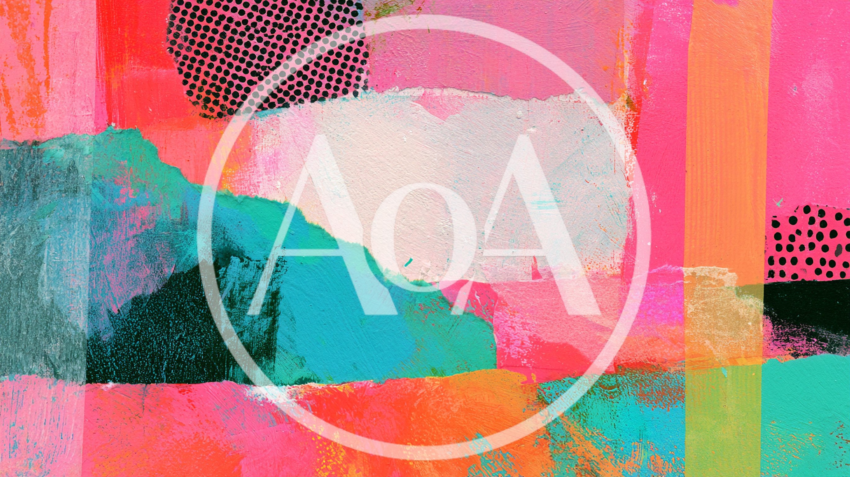 Abstract Mixed Media Collage With Vibrant Painted Textures