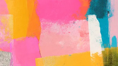 Abstract Mixed Media Collage With Vibrant Painted Textures