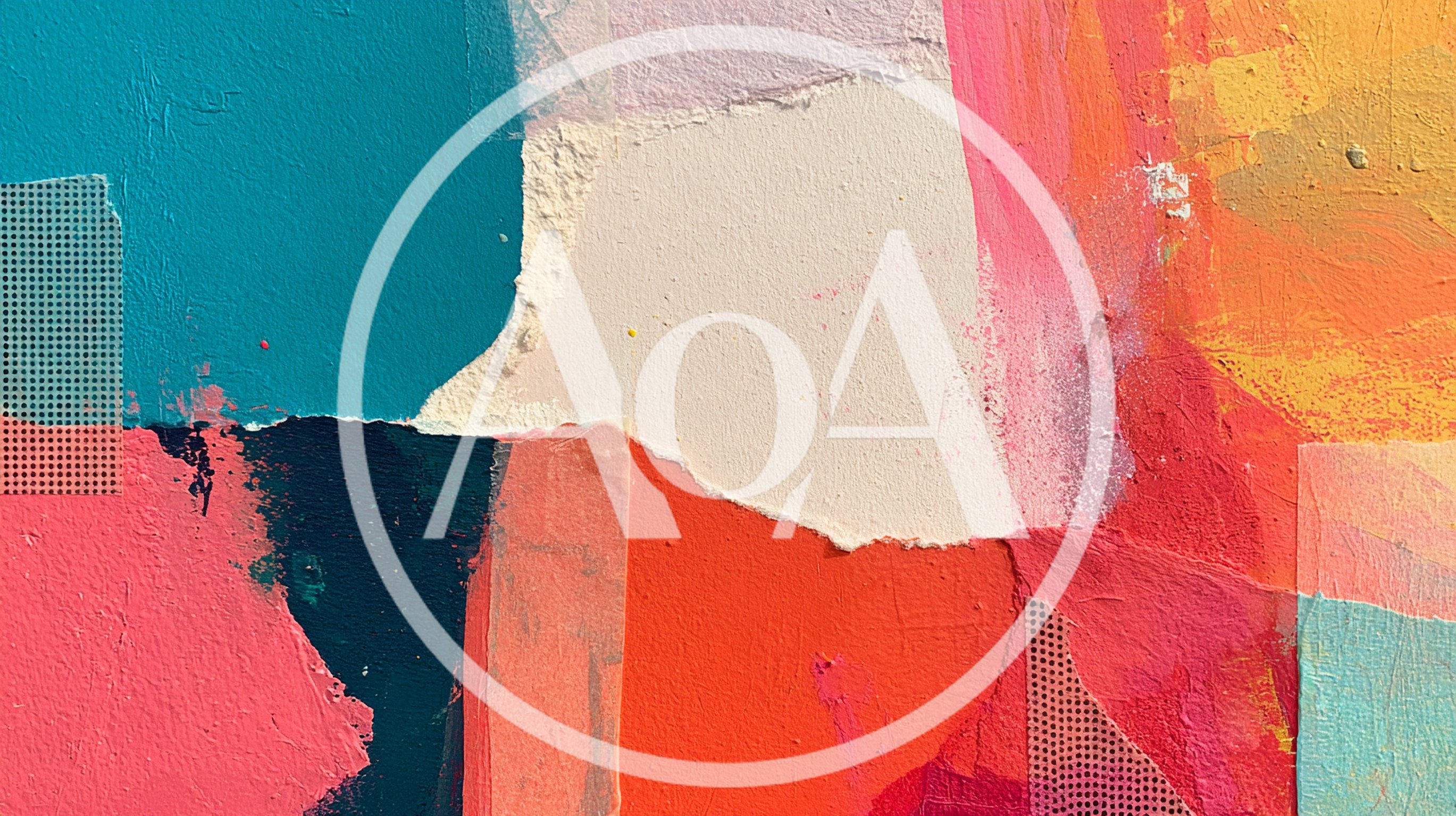 Abstract Mixed Media Collage With Vibrant Painted Textures