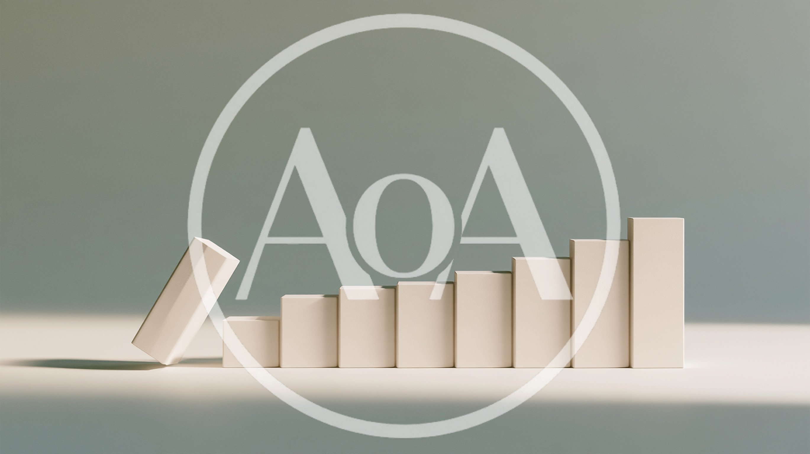 Falling Domino Block Next To Rising Bar Chart