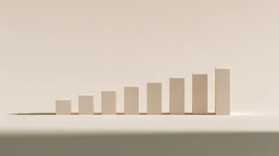 Minimalist 3D Bar Chart Rising On Beige Background