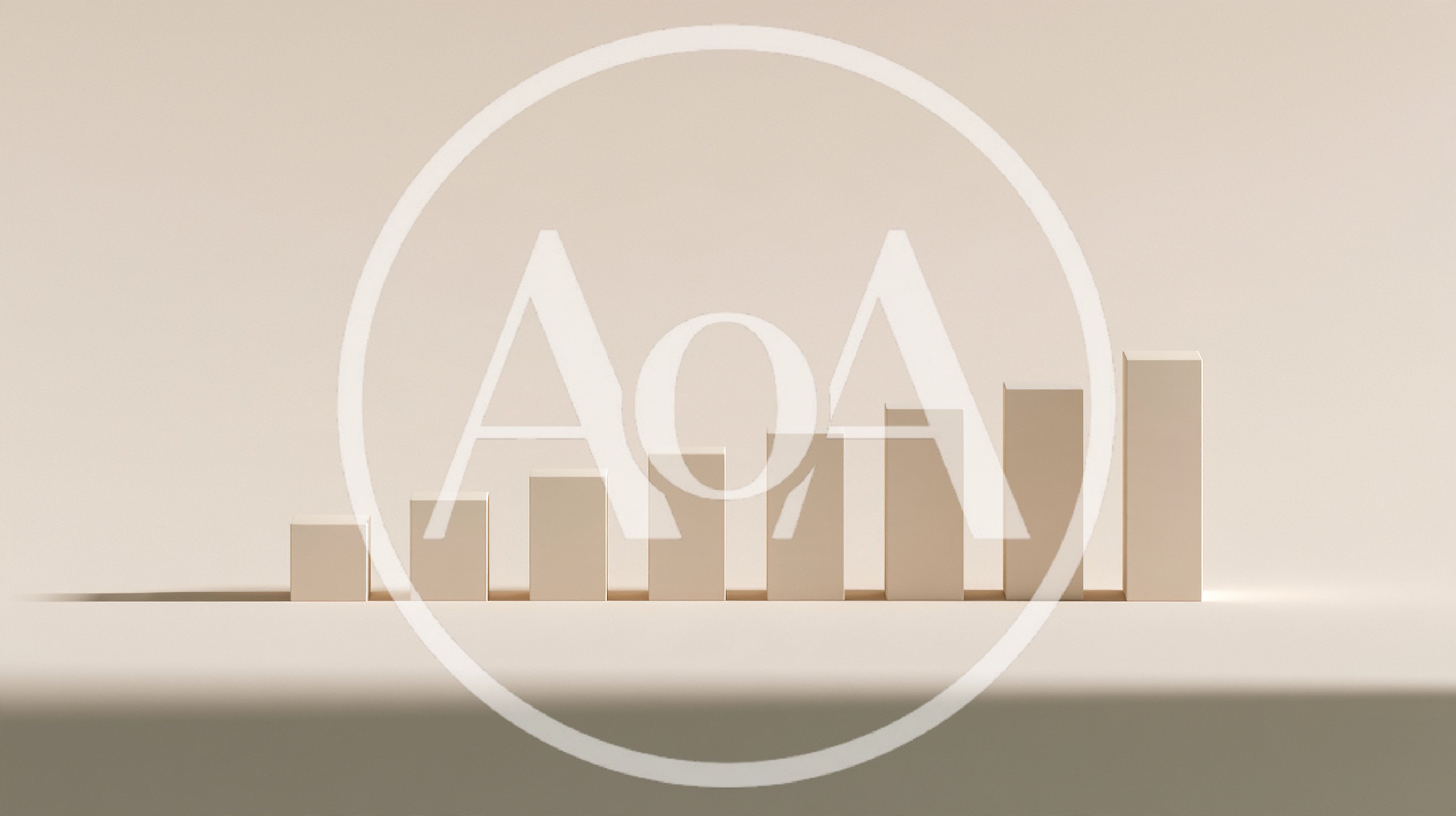 Minimalist 3D Bar Chart Rising On Beige Background