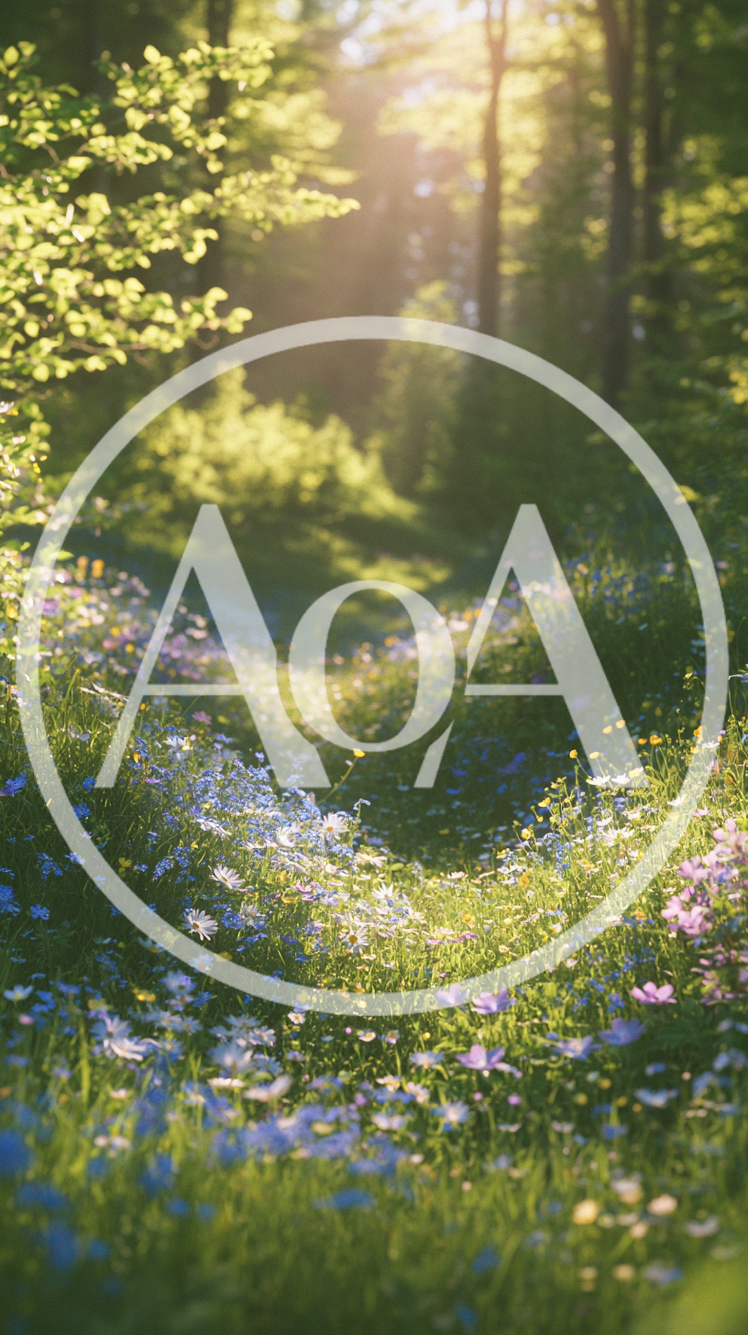 Sunlit Wildflower Meadow In A Lush Forest