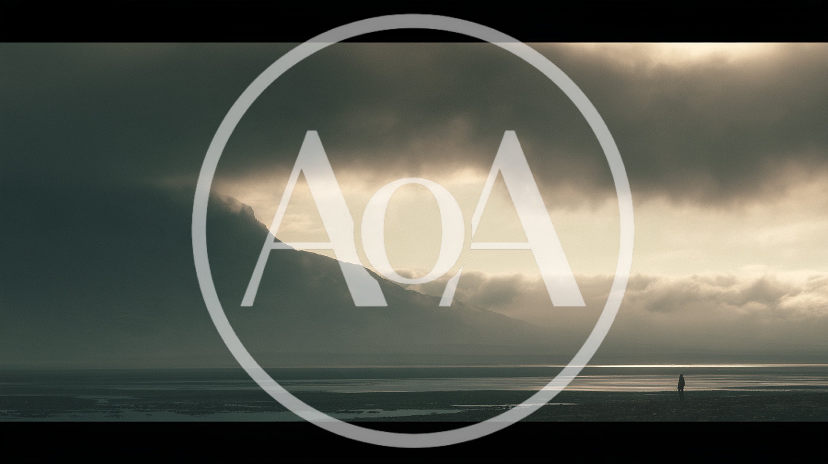 Lone Person Standing On A Vast Misty Shoreline