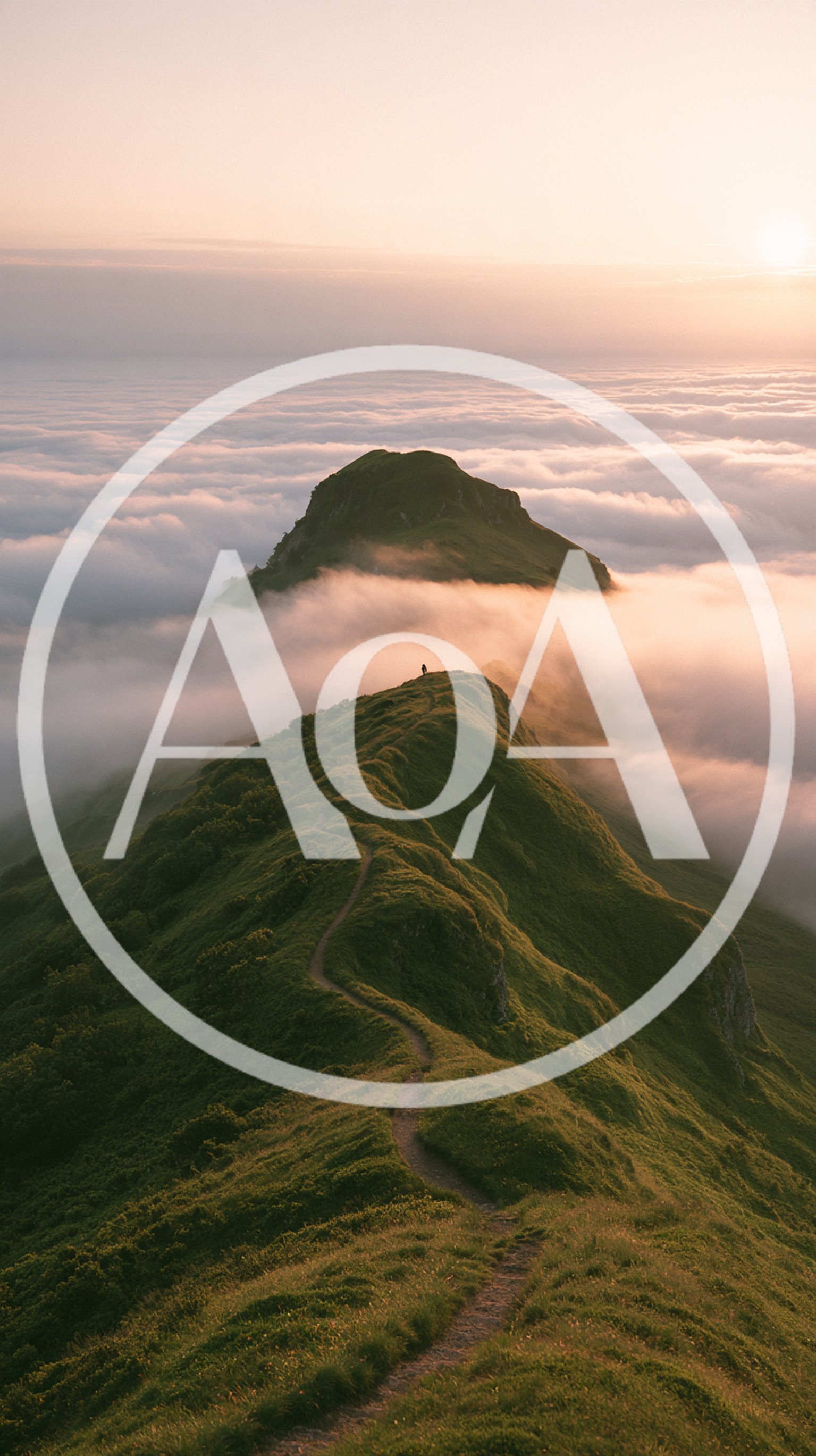 Hiker Standing On A Mountain Ridge Above Clouds