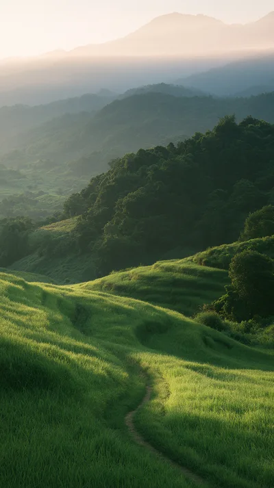 Lush Green Rice Terraces In The Philippine Mountains