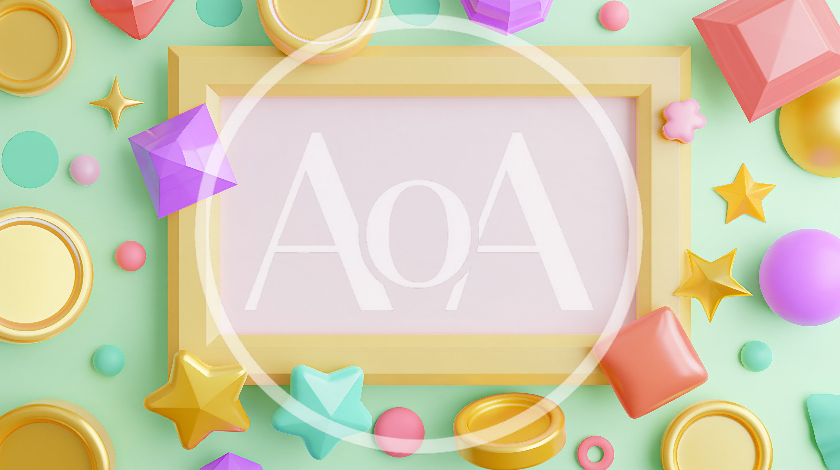 3D Rendered Pastel Frame With Floating Geometric Shapes