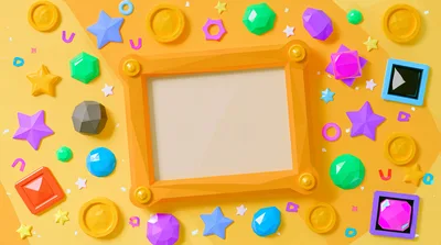 3D Rendered Frame With Floating Game Assets