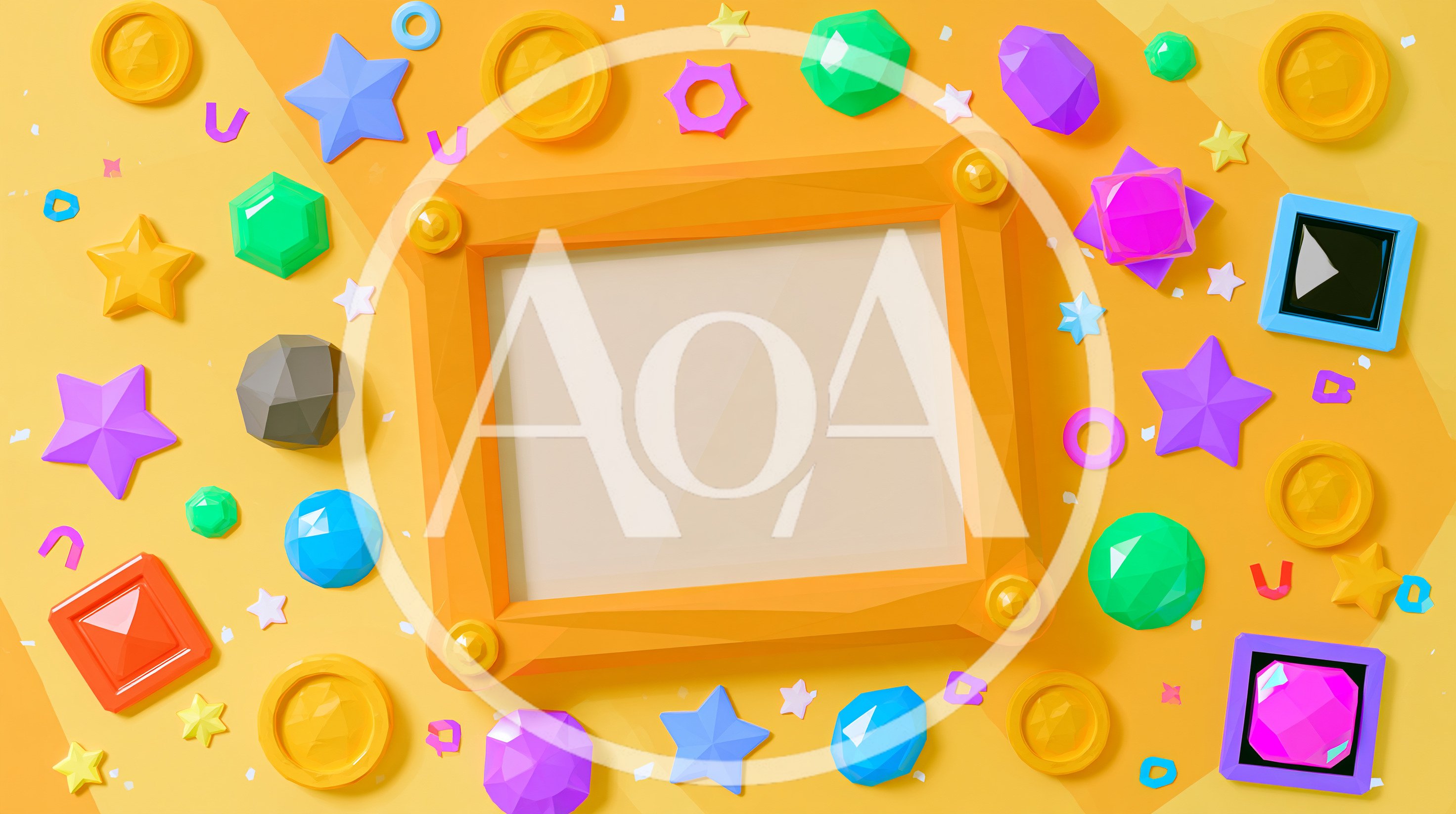 3D Rendered Frame With Floating Game Assets