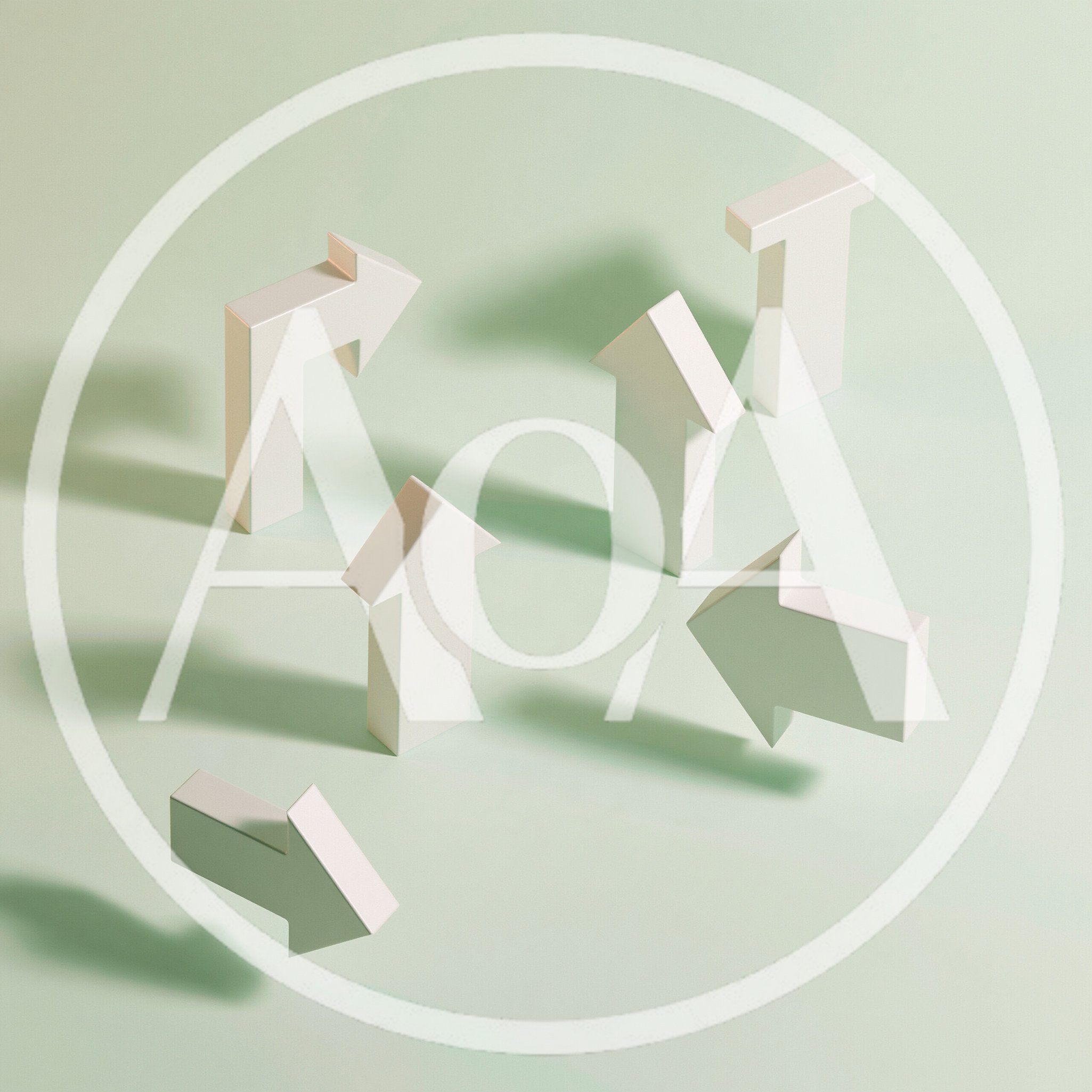 3D Rendered White Arrows Floating On Pastel Background