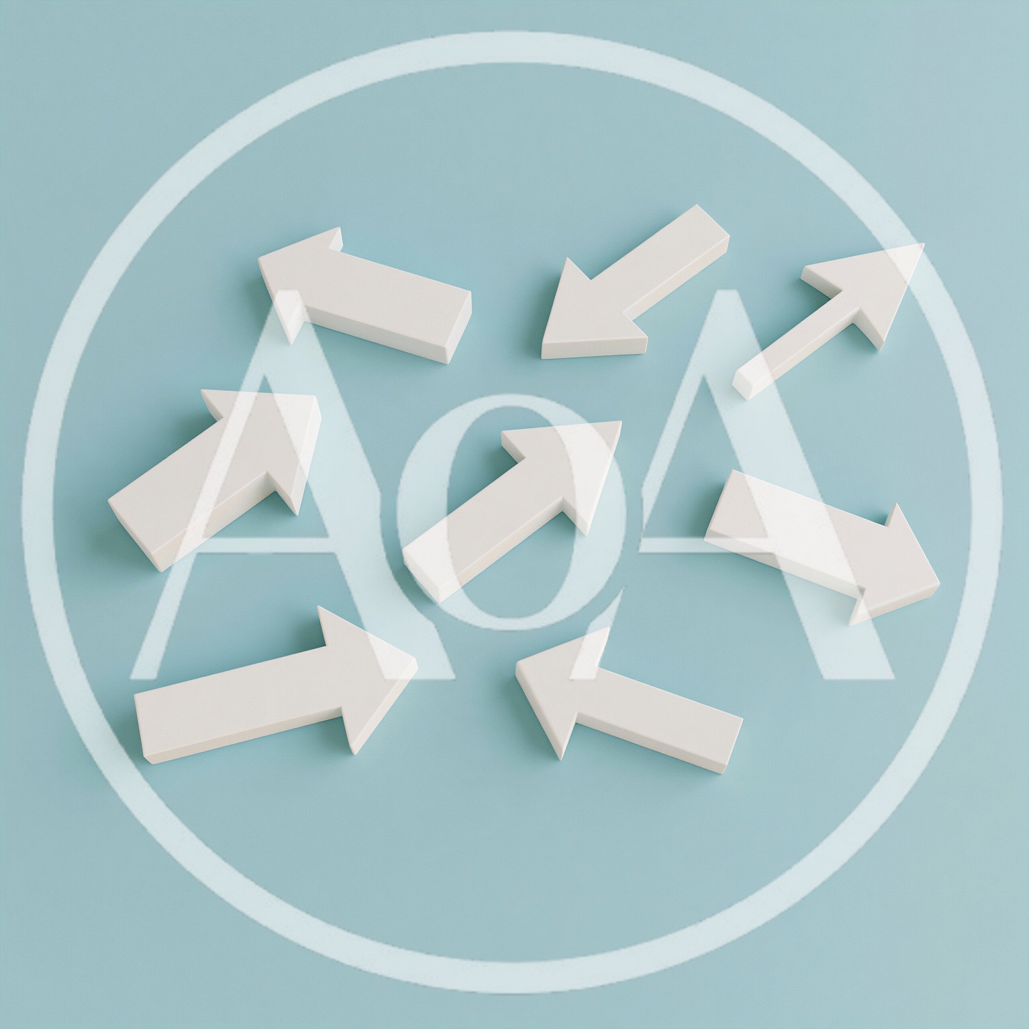 White 3D Arrows Pointing In Different Directions