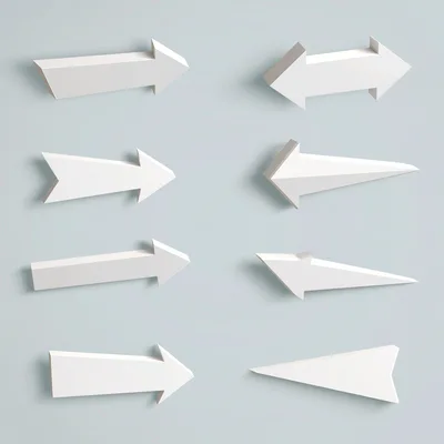 Set Of Eight 3D White Arrows