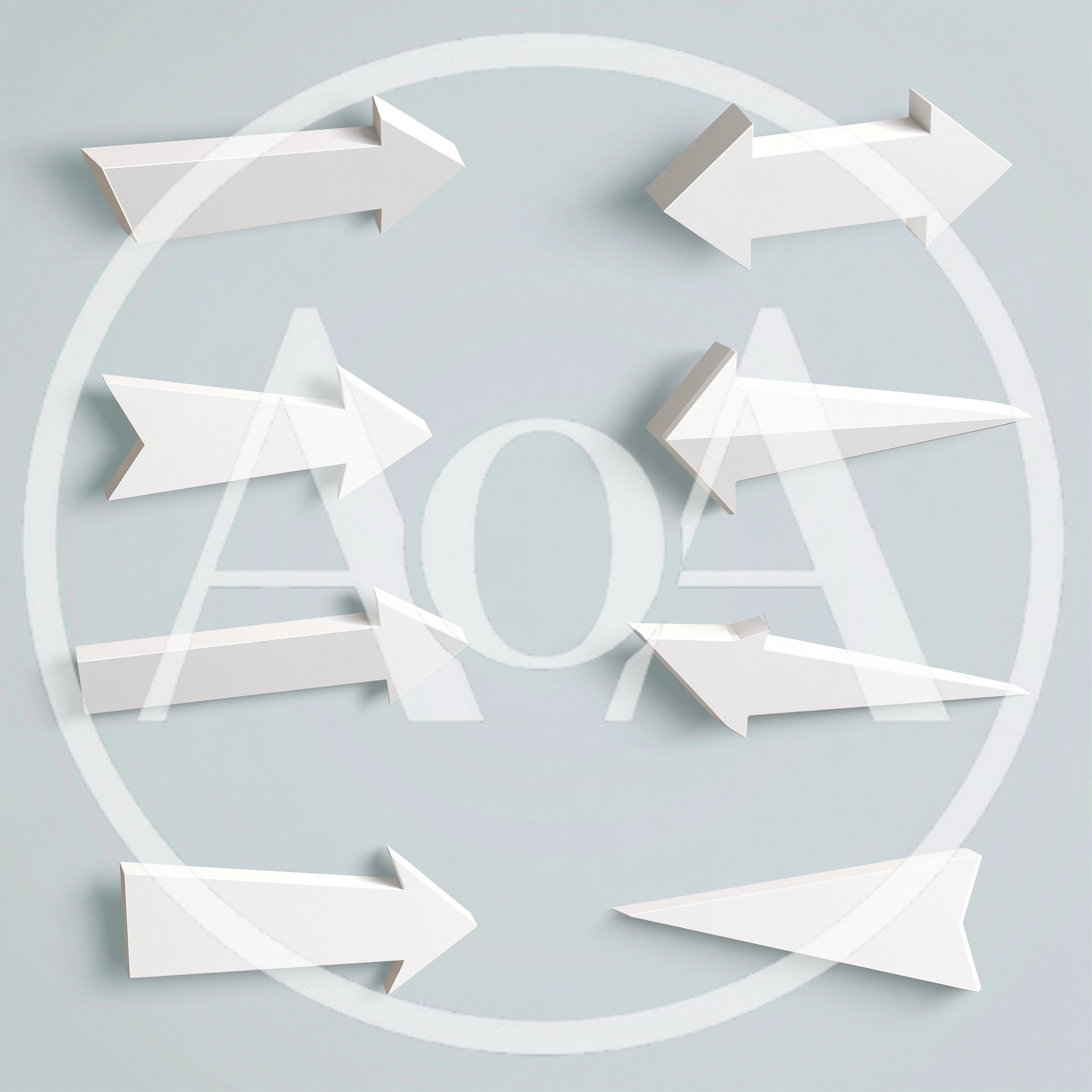 Set Of Eight 3D White Arrows