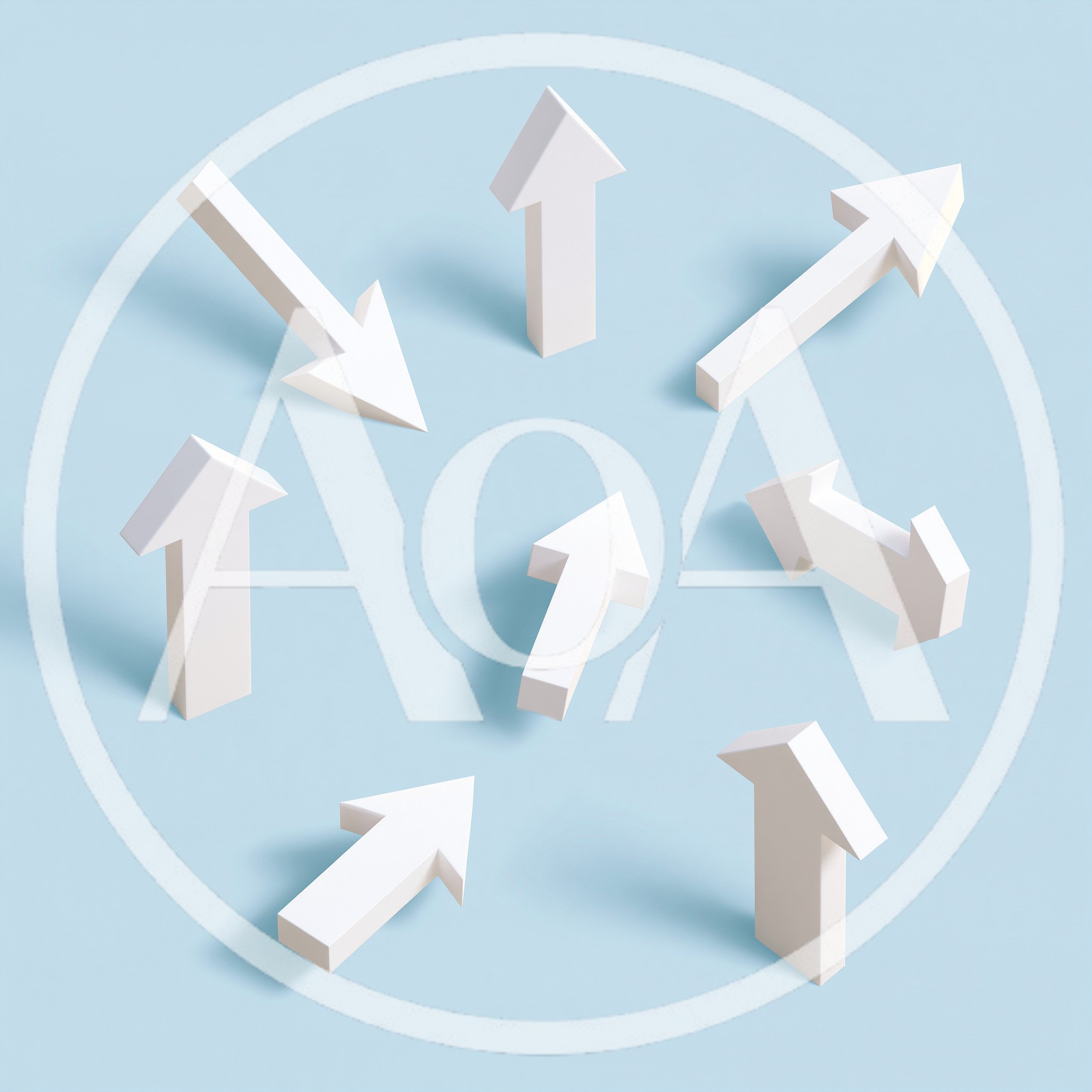 3D Rendered White Arrows Pointing Inward