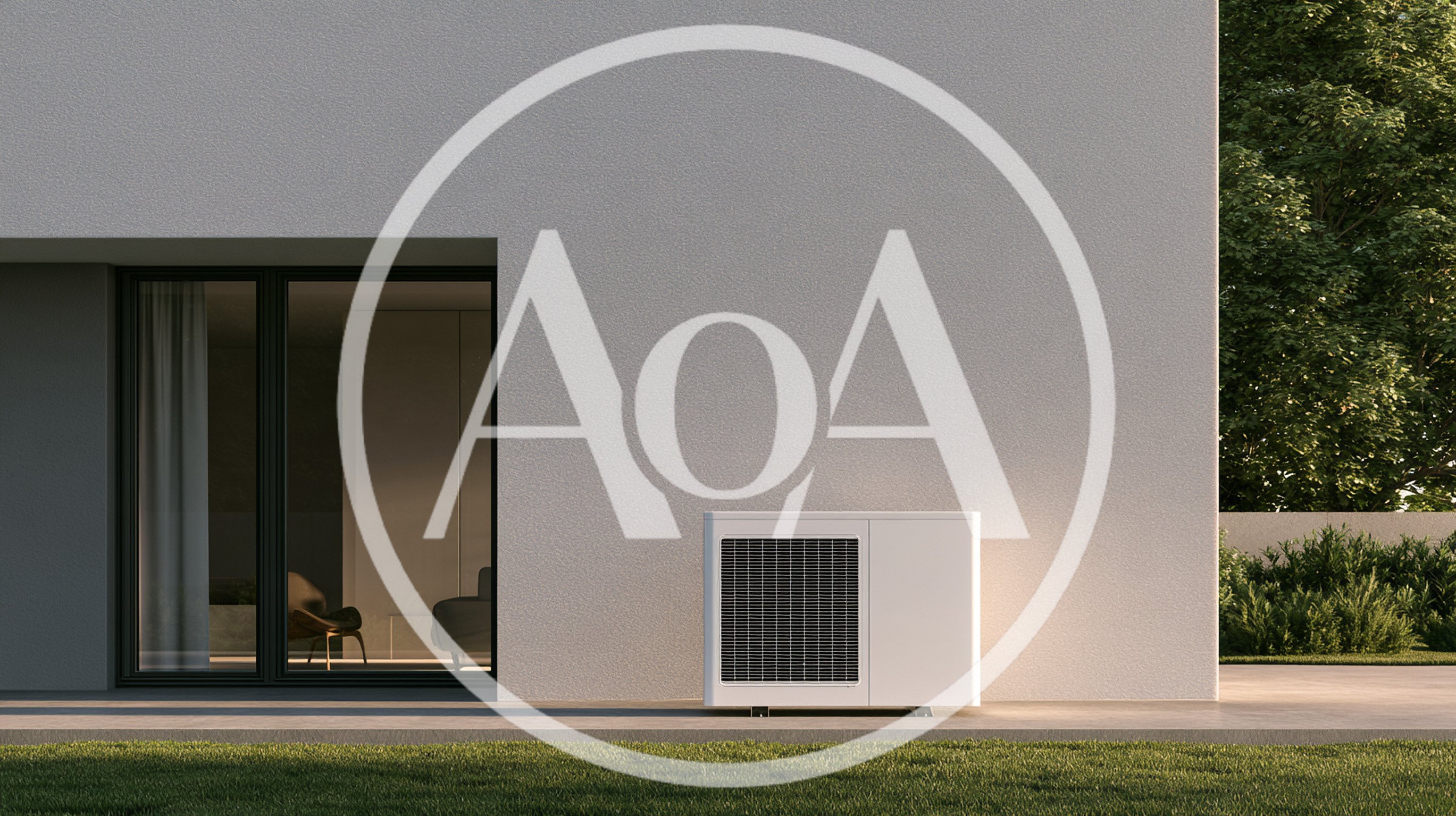 Modern Heat Pump Unit Outside Contemporary Residential Home