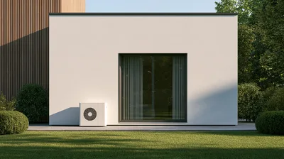 Modern House Exterior With Heat Pump Unit