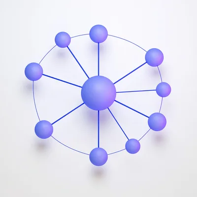3D Rendered Network Diagram With Central Hub